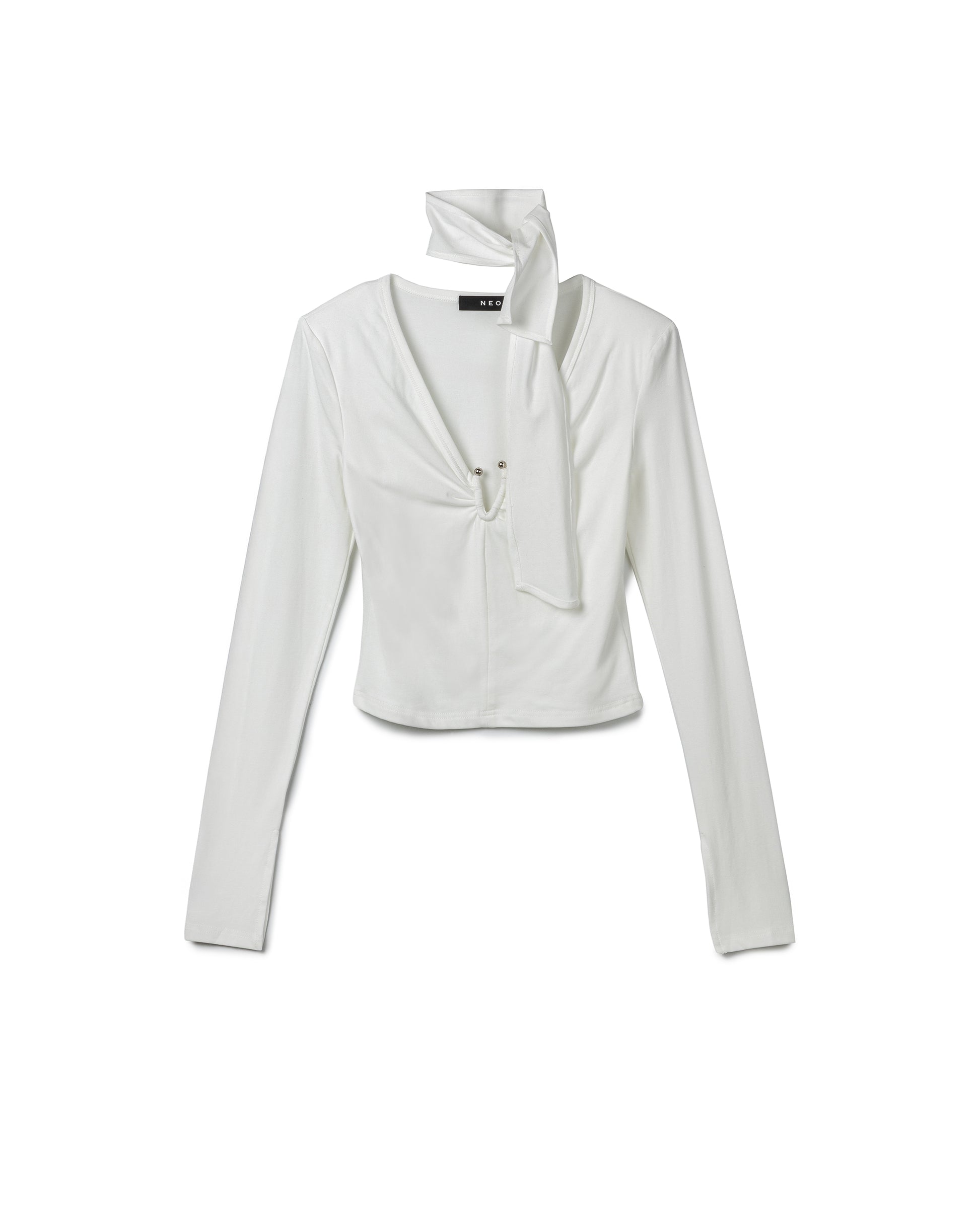 Sculptural Ruched V-Neck Top