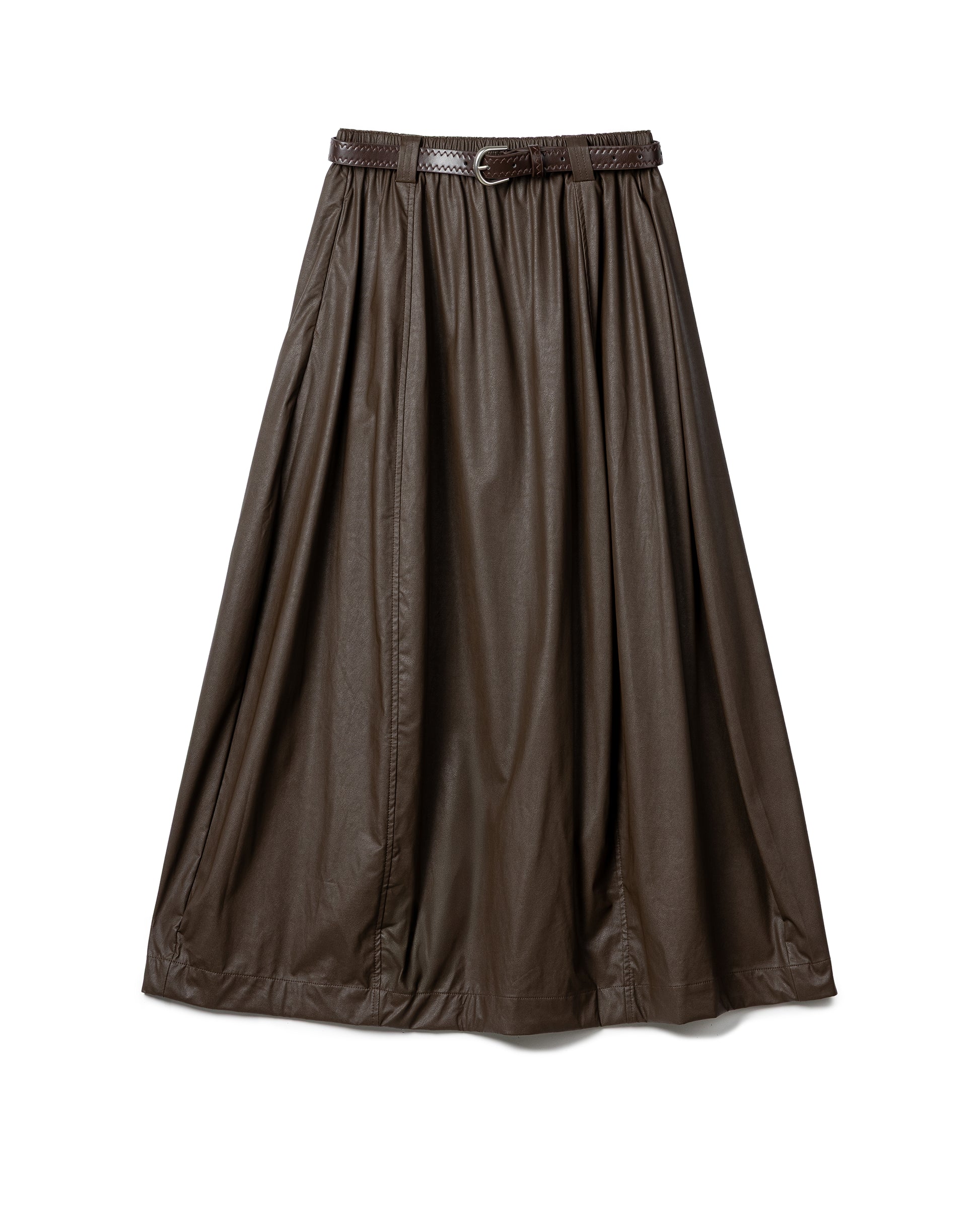 Elegantly Gathered Coated Maxi Skirt