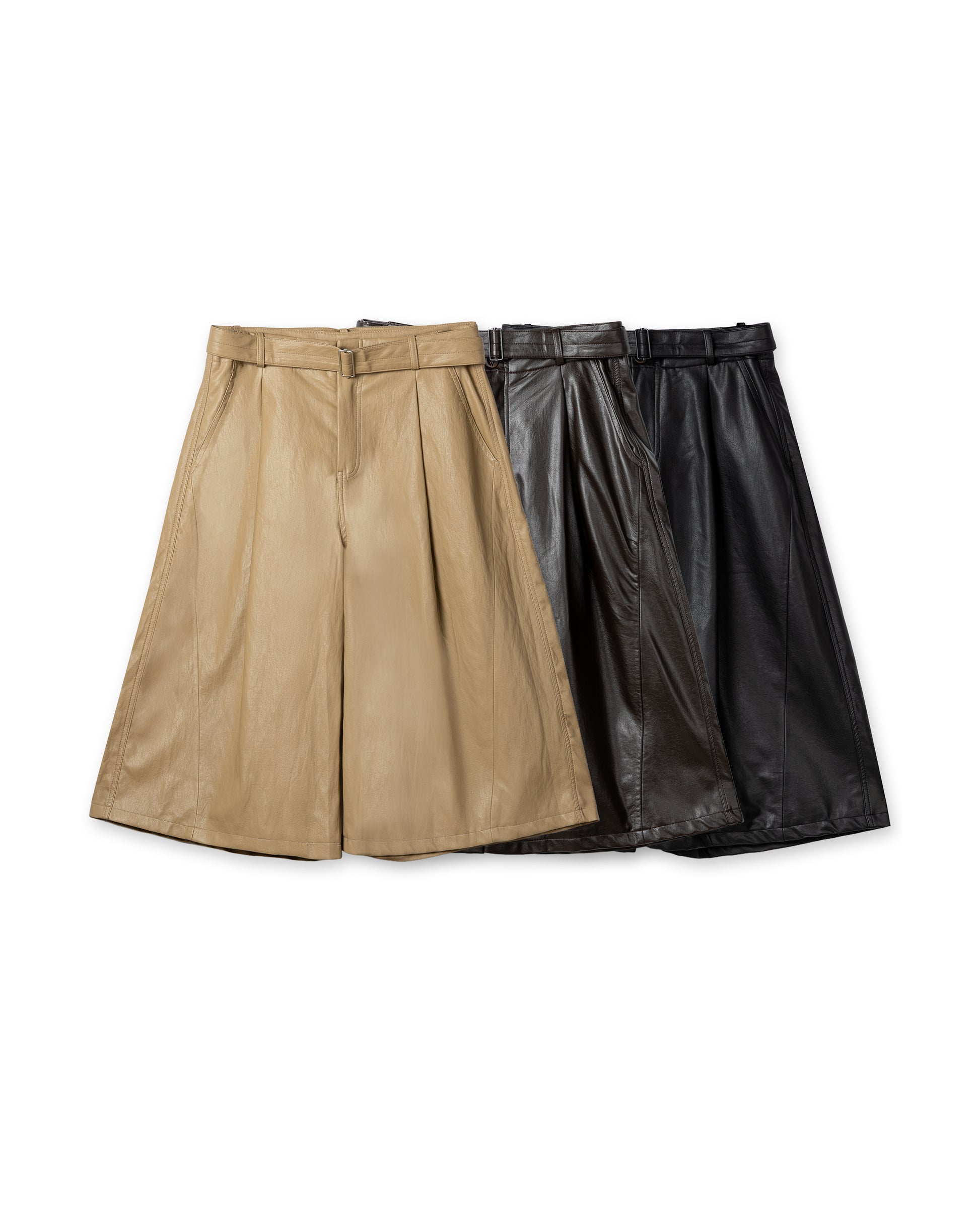 Sophisticated Ruched Faux-Leather Culottes