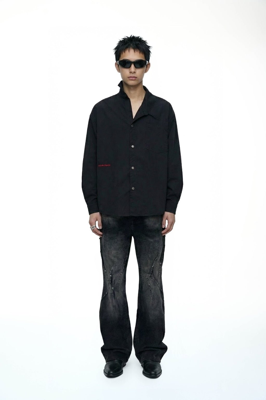 DOUBLE BACK Tucked Collar Shirt