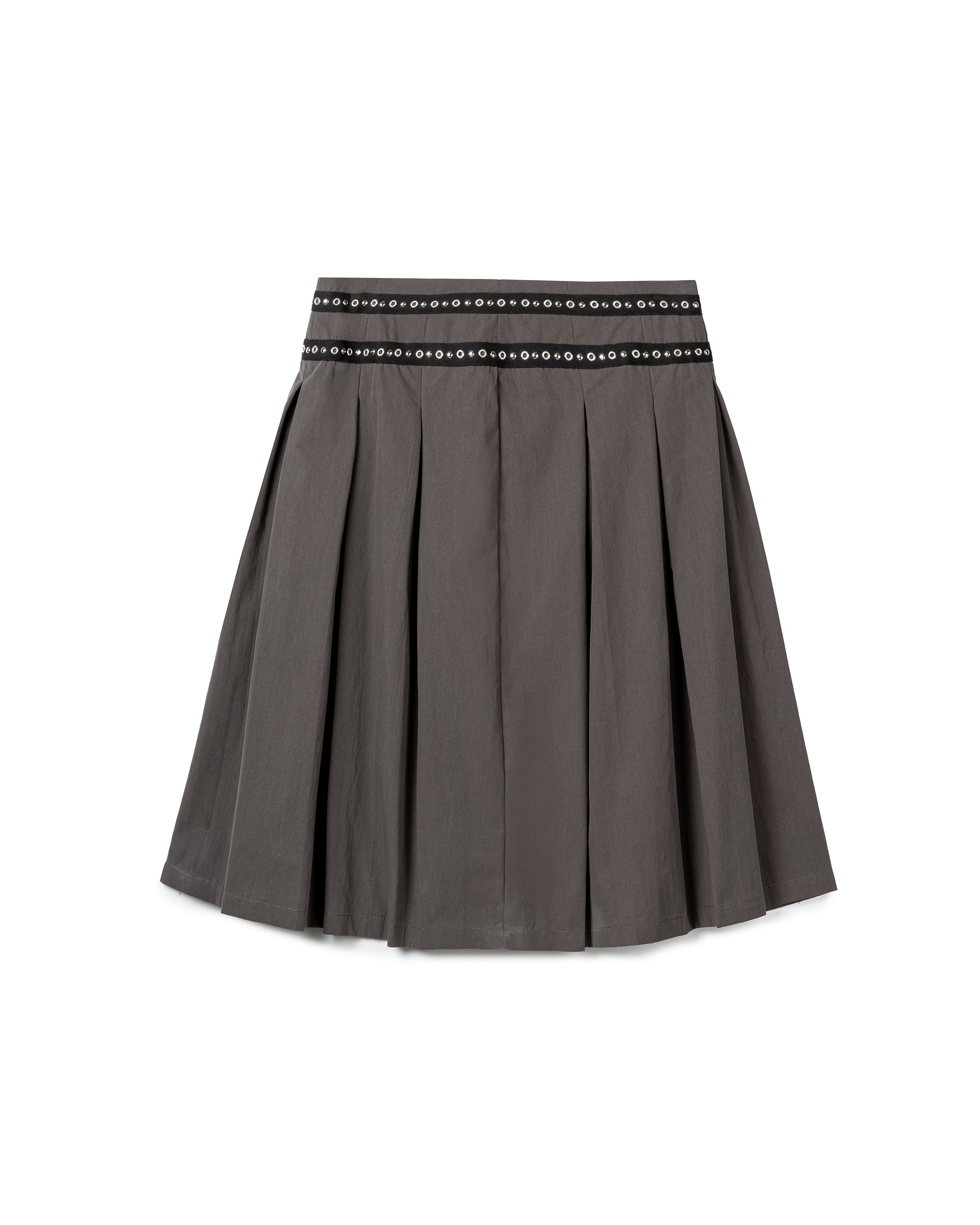 Eyelet-Trimmed Pleated Skirt