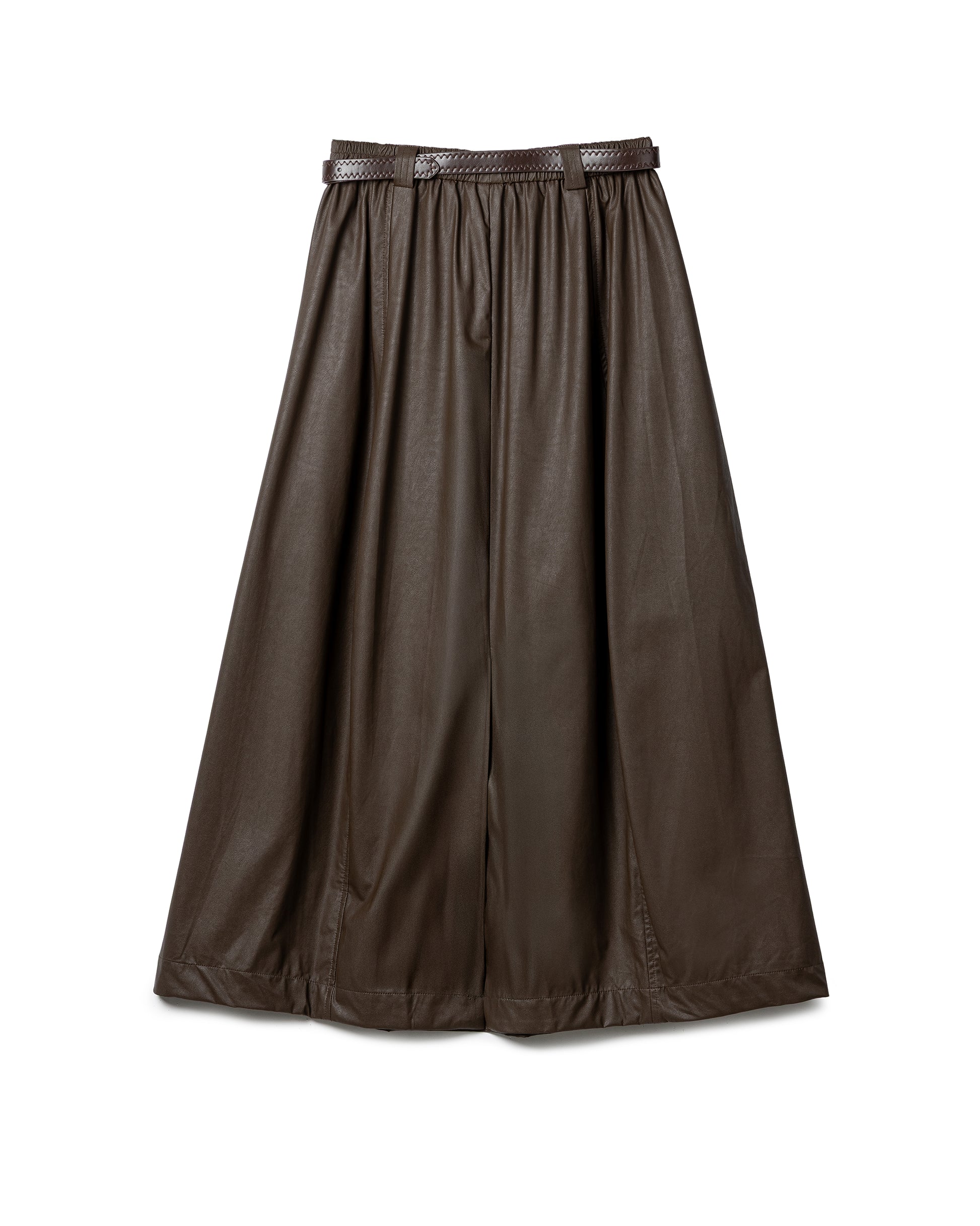 Elegantly Gathered Coated Maxi Skirt