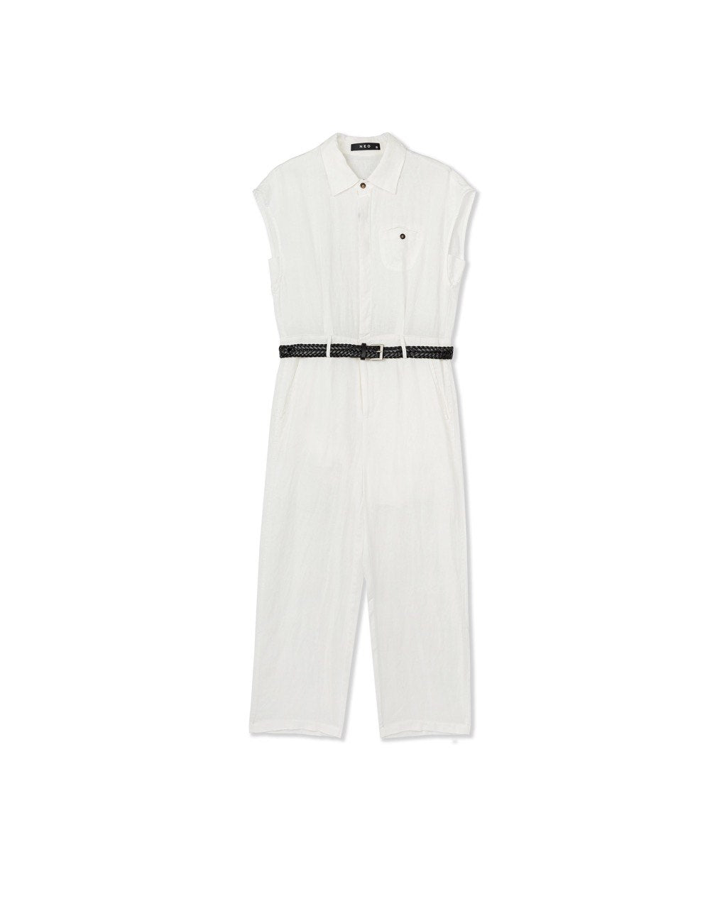 Belted Collar Jumpsuit