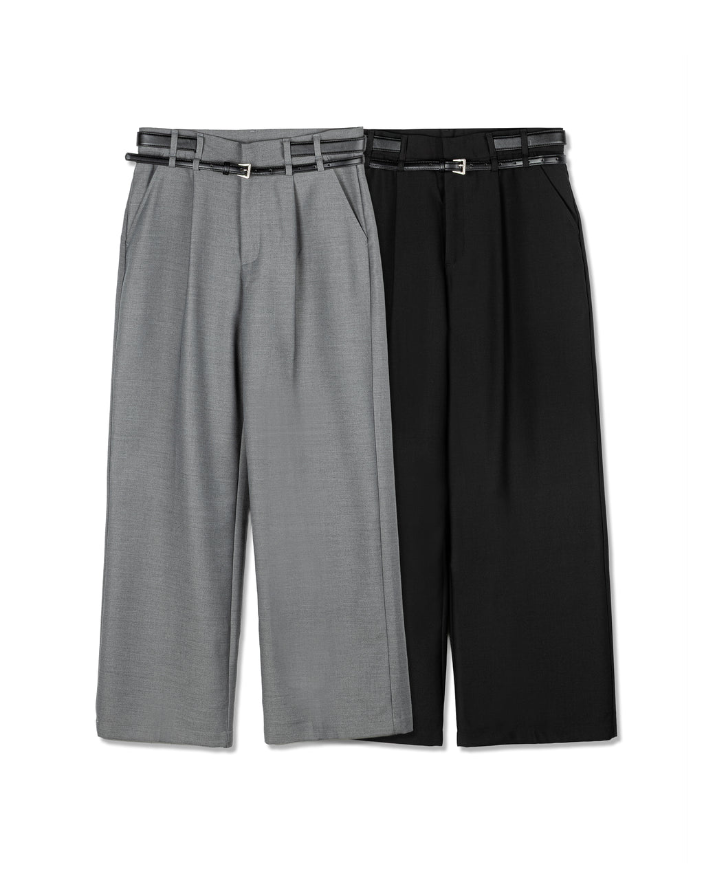 Double Belted Pleated Trousers