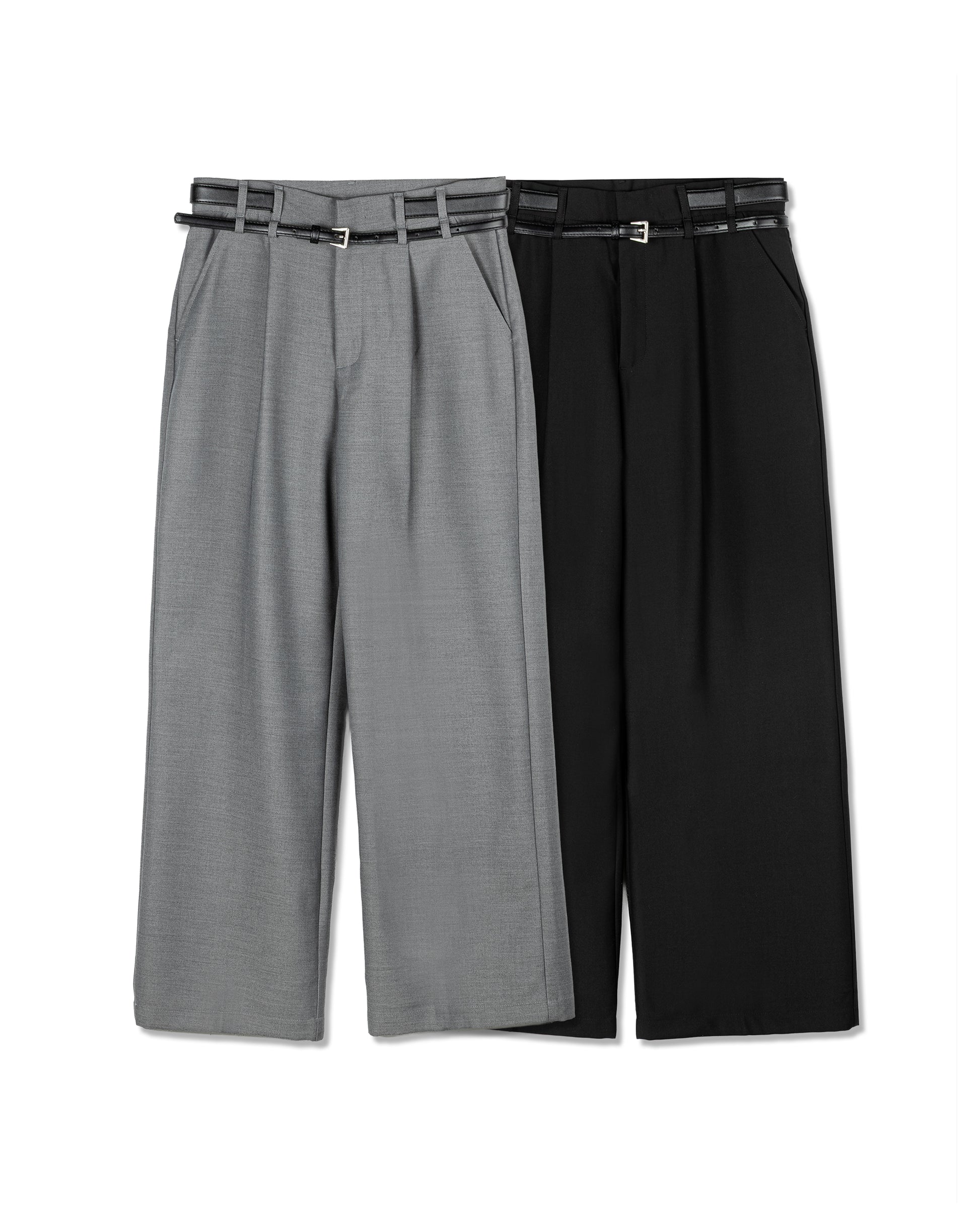 Double Belted Pleated Trousers