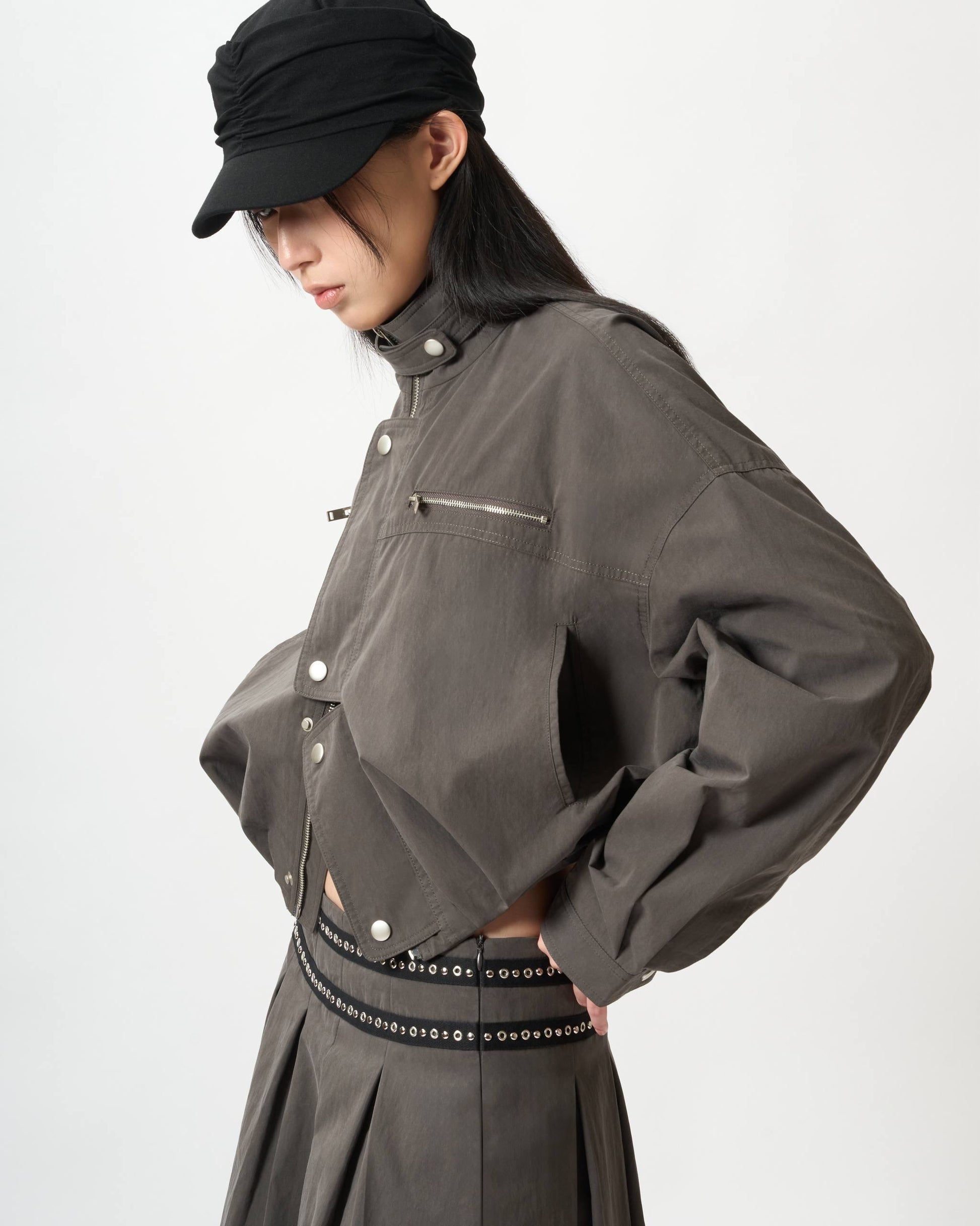Eyelet-Trimmed Pleated Skirt