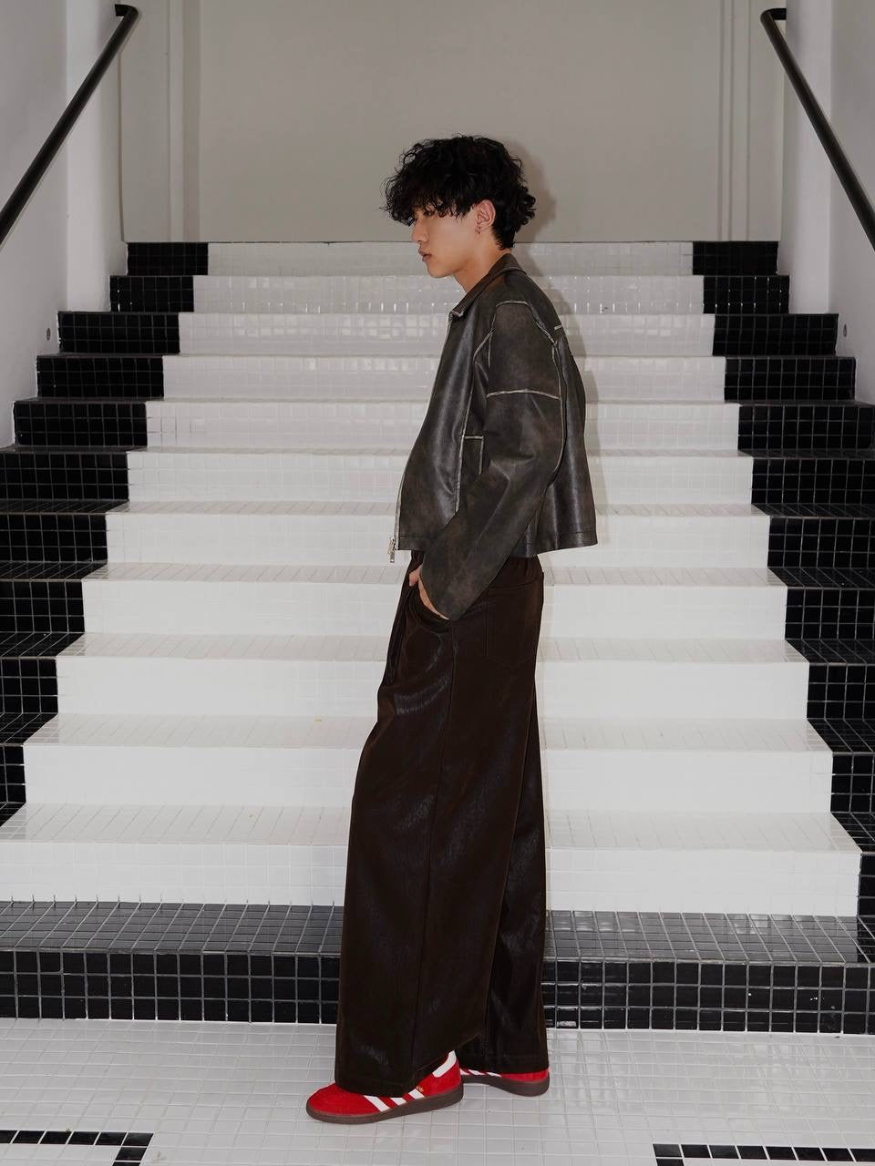 Topstitched Leather Jacket