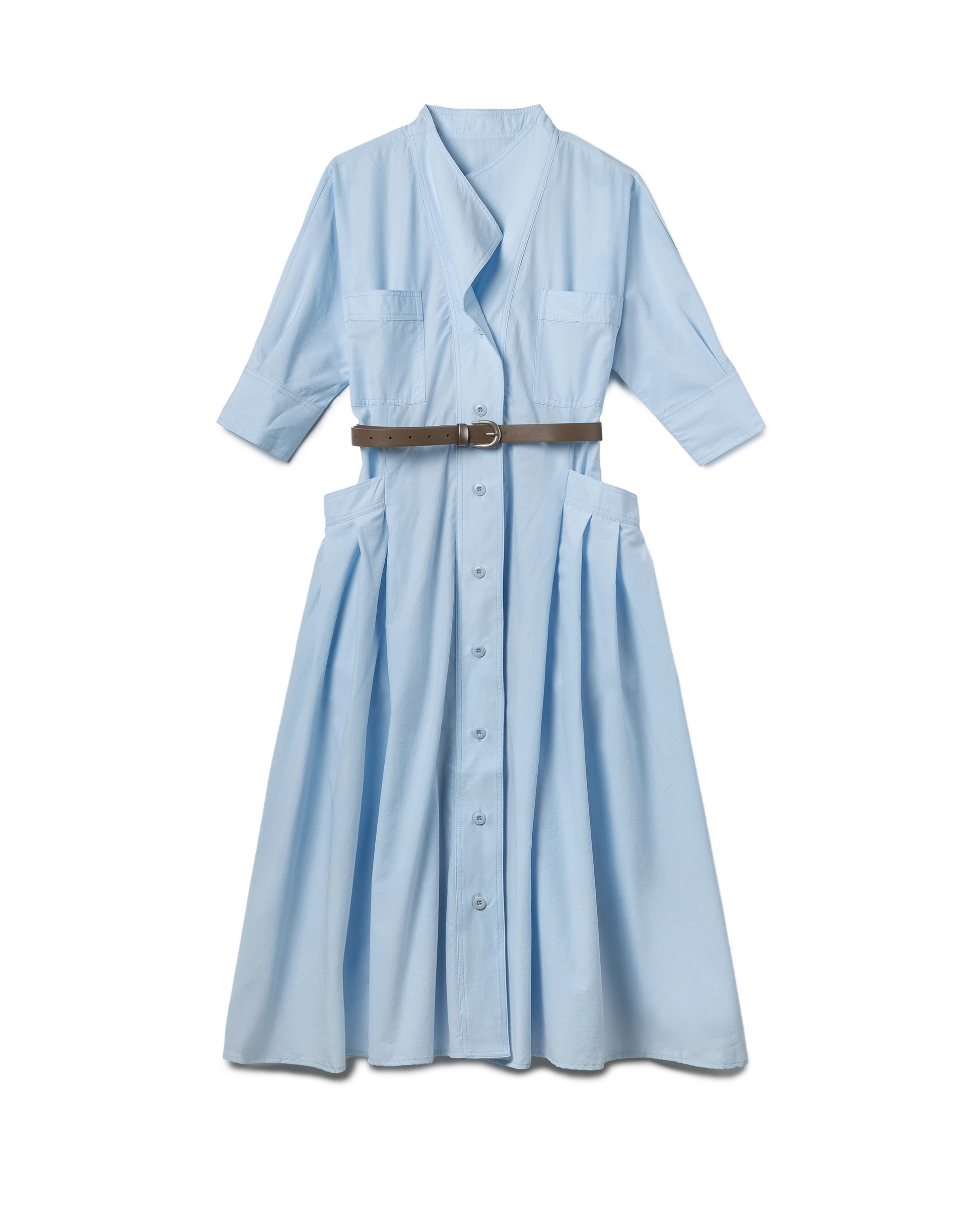 Sculptural Utility Belted Dress