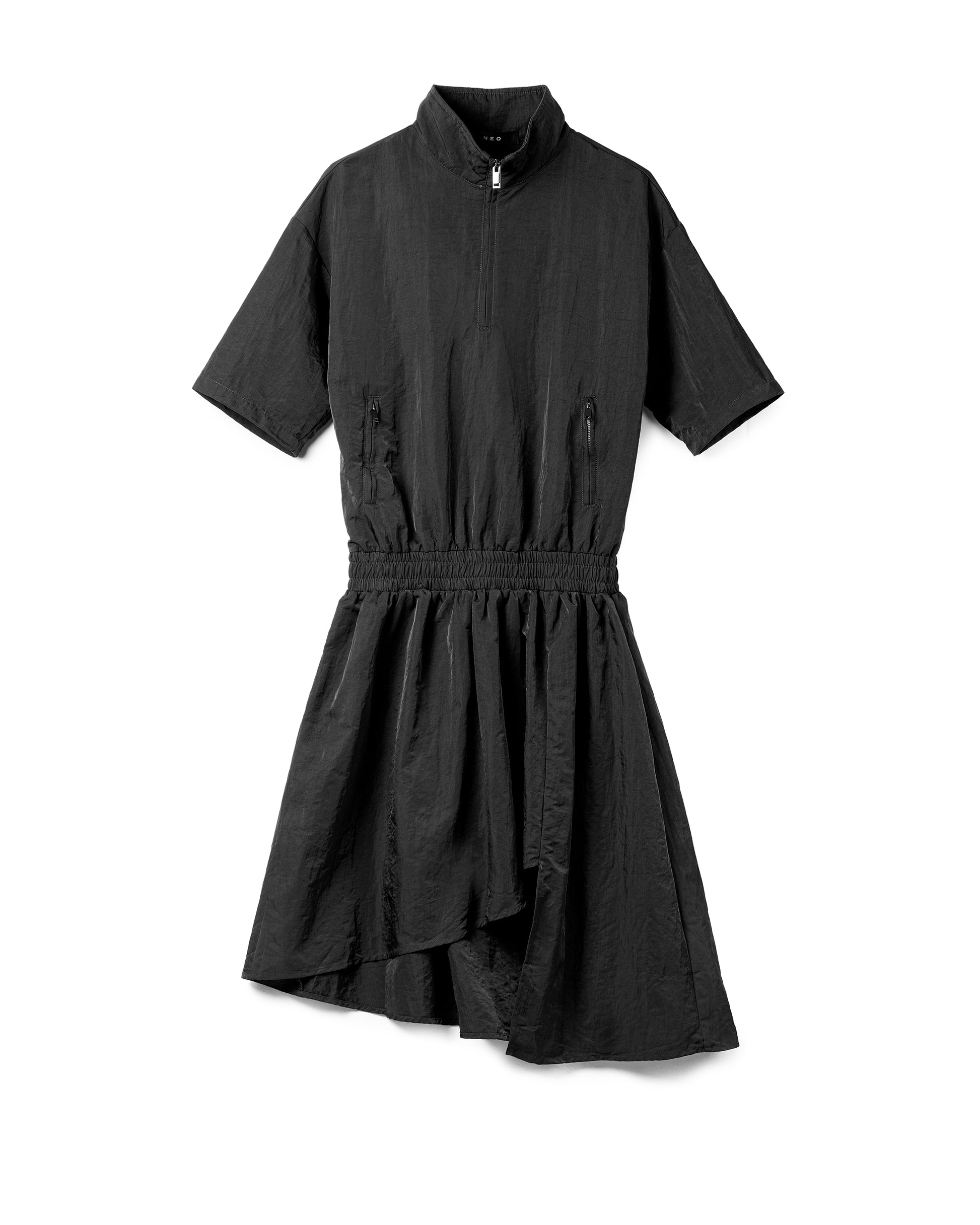 Drawstring Tech-Fabric Mini Dress