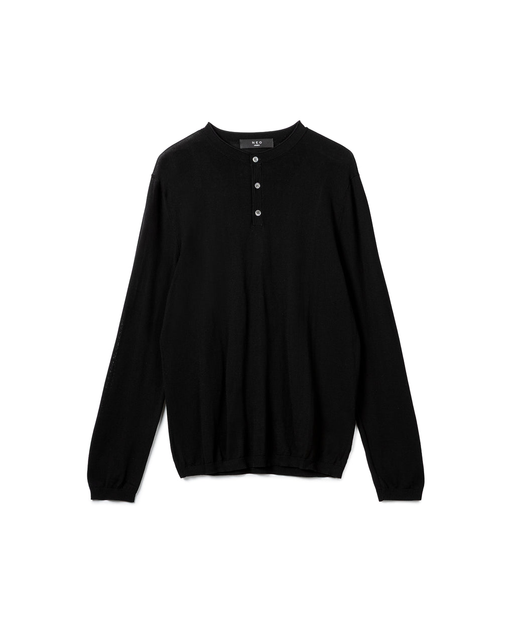 Fine-Knit Sheer Henley Sweater