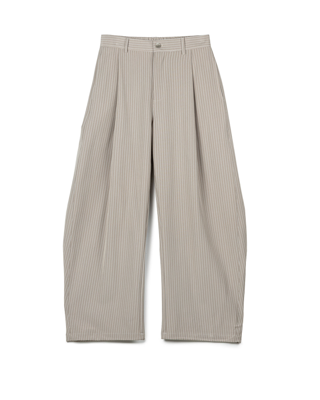 Fluid Pinstripe Pleated Elastic Trousers