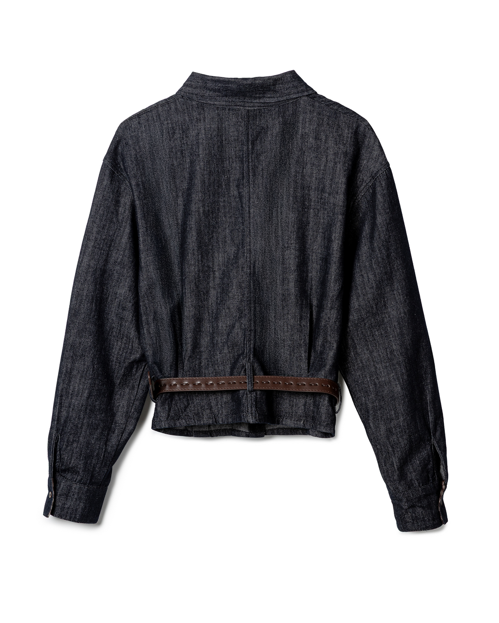 Sleek Indigo Belted Denim Shirt