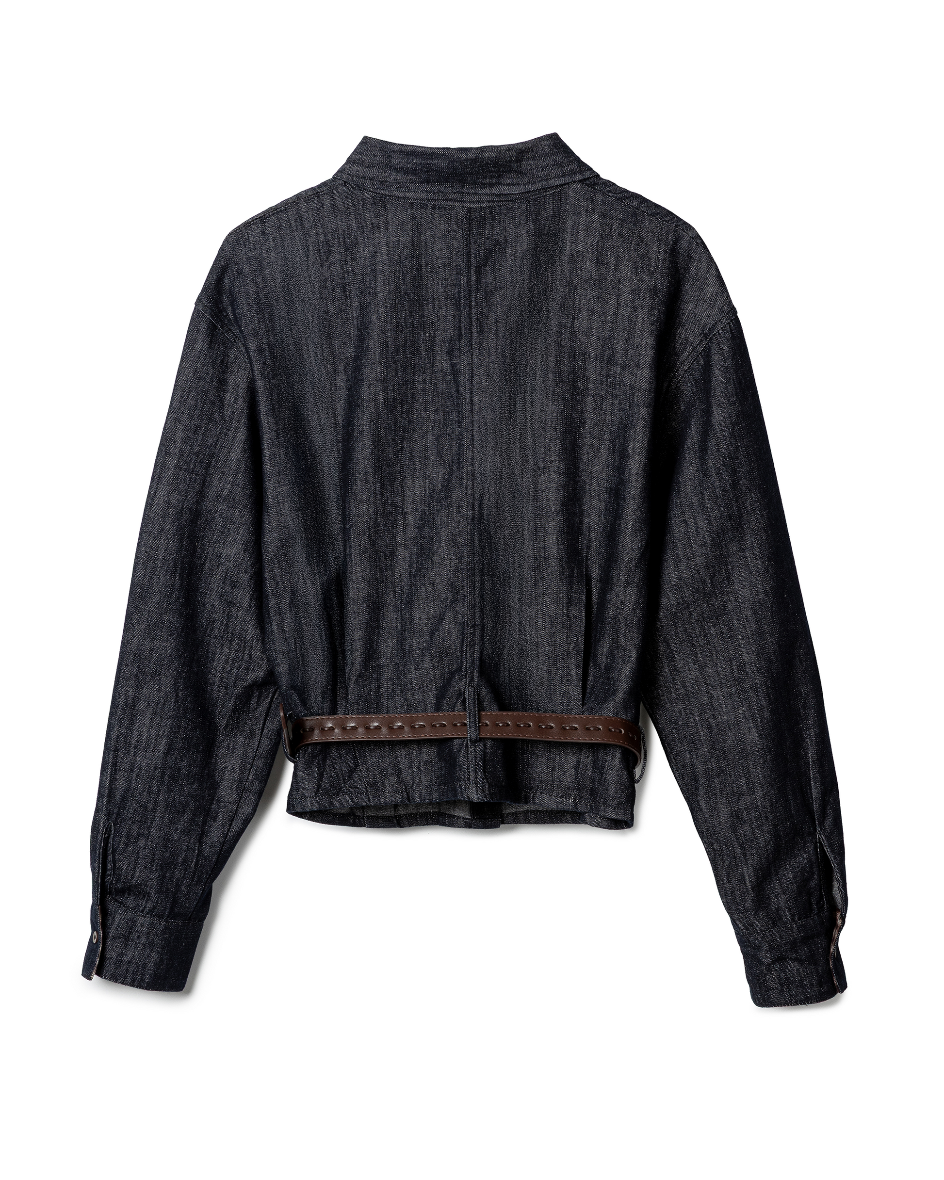 Sleek Indigo Belted Denim Shirt