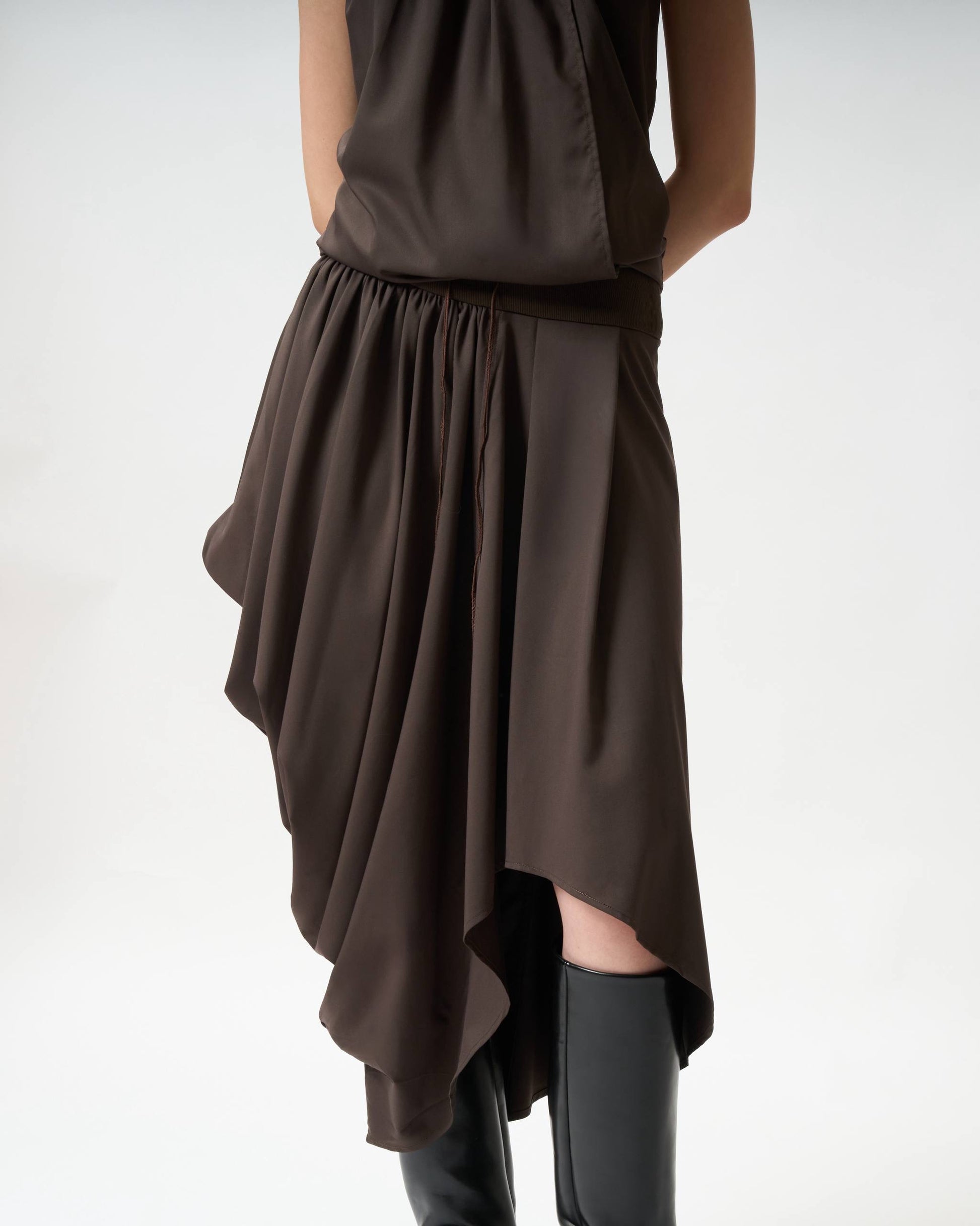 Fluid Drape Ruched Skirt