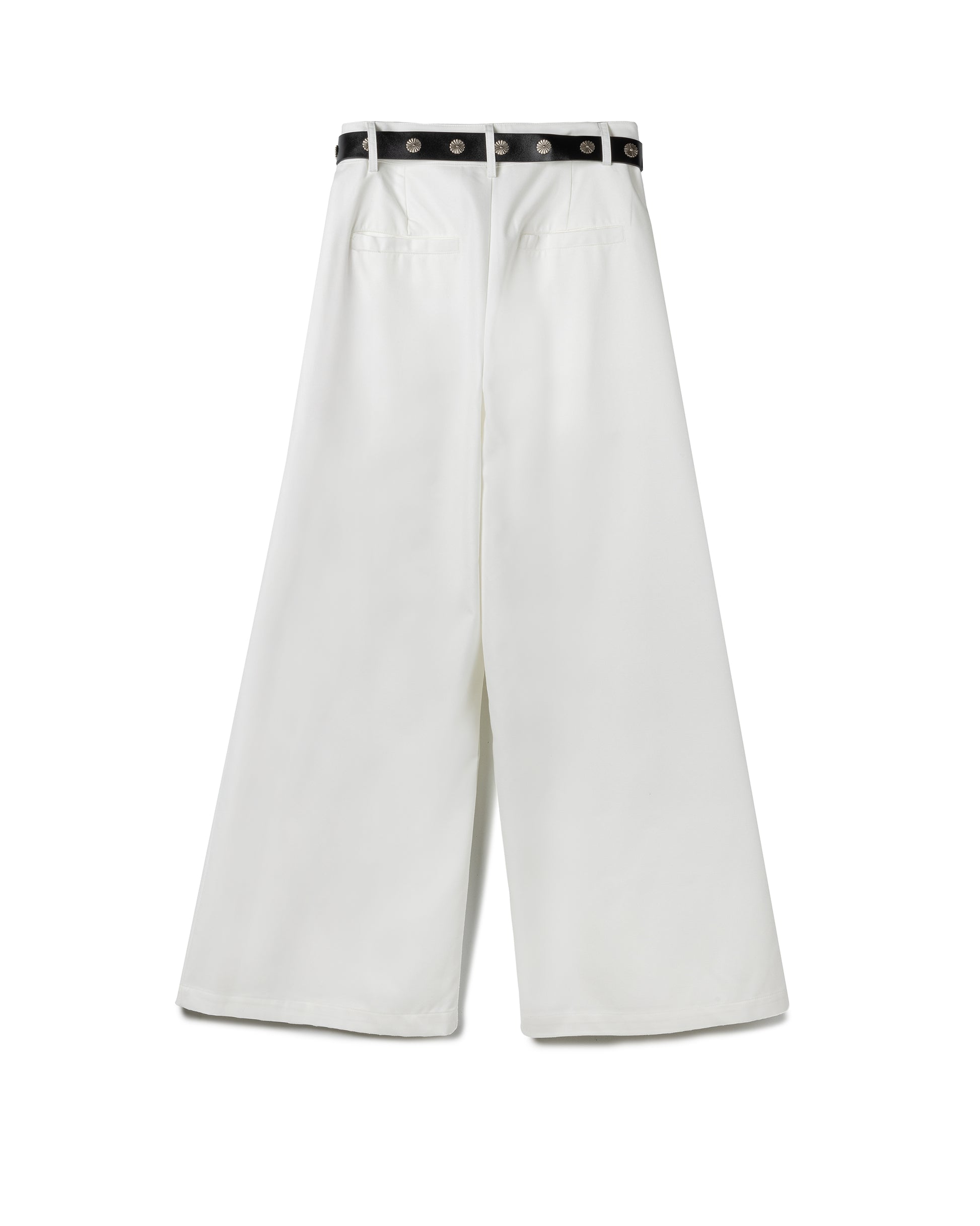 Studded-Belt Pleated Wide-Leg Trousers