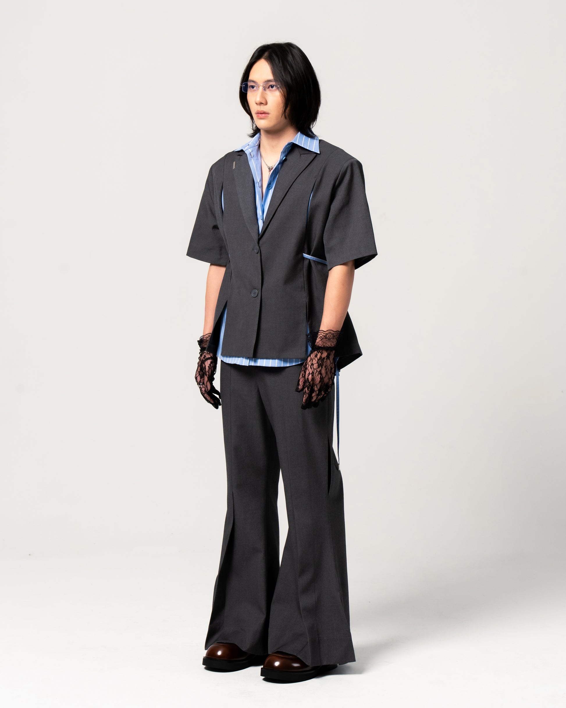 N E O CH.1 Chipped Short Sleeve Blazer