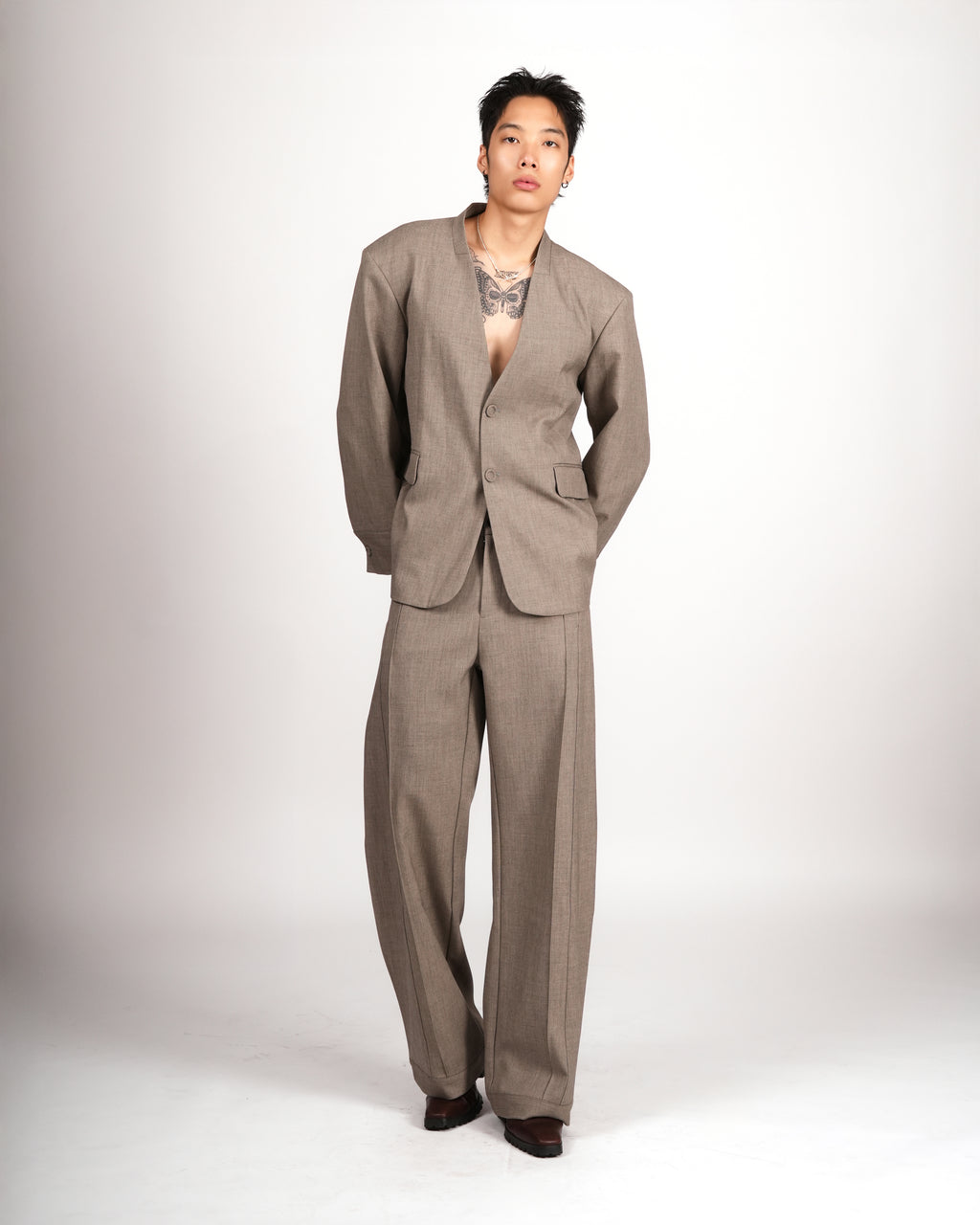 Clean Cut Collarless Blazer