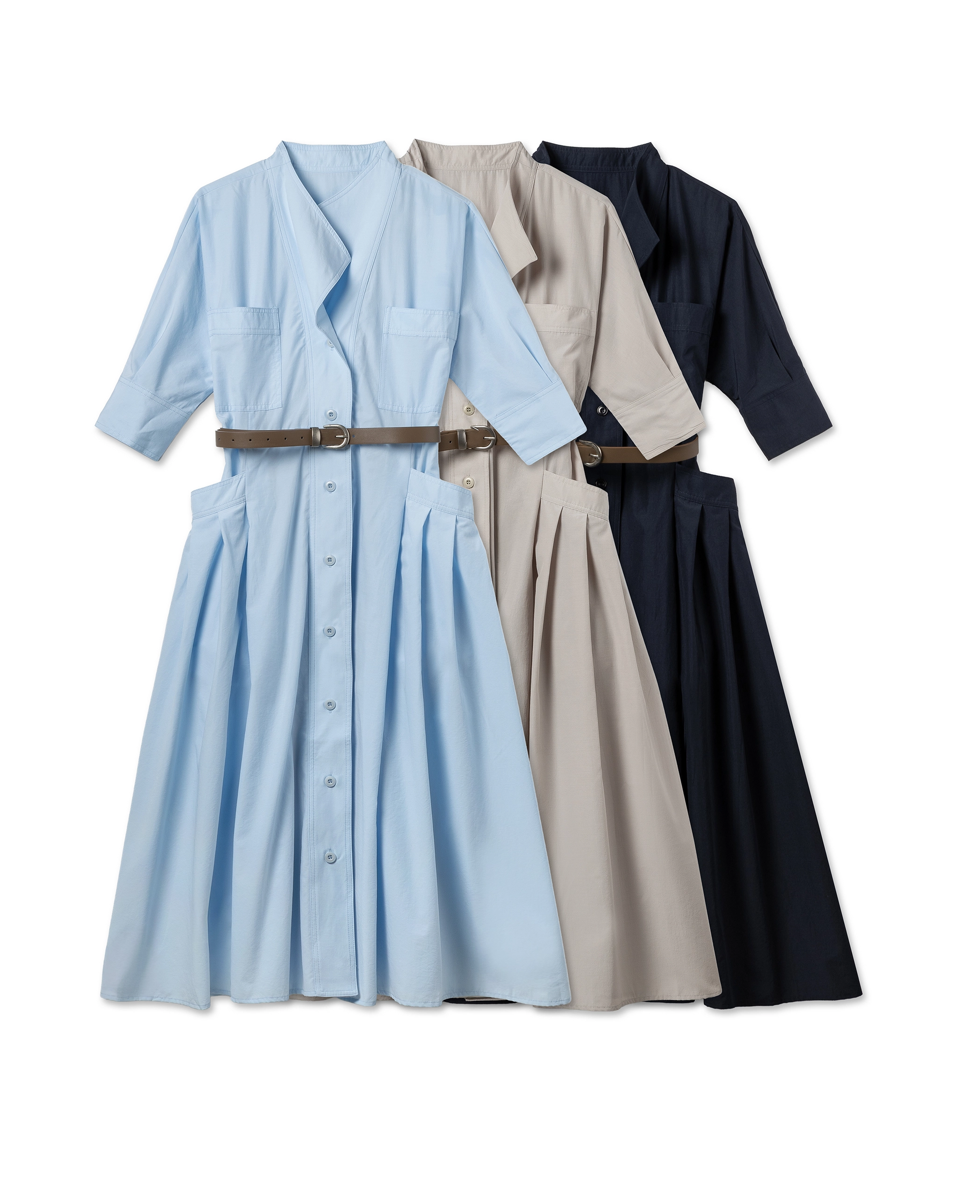 Sculptural Utility Belted Dress