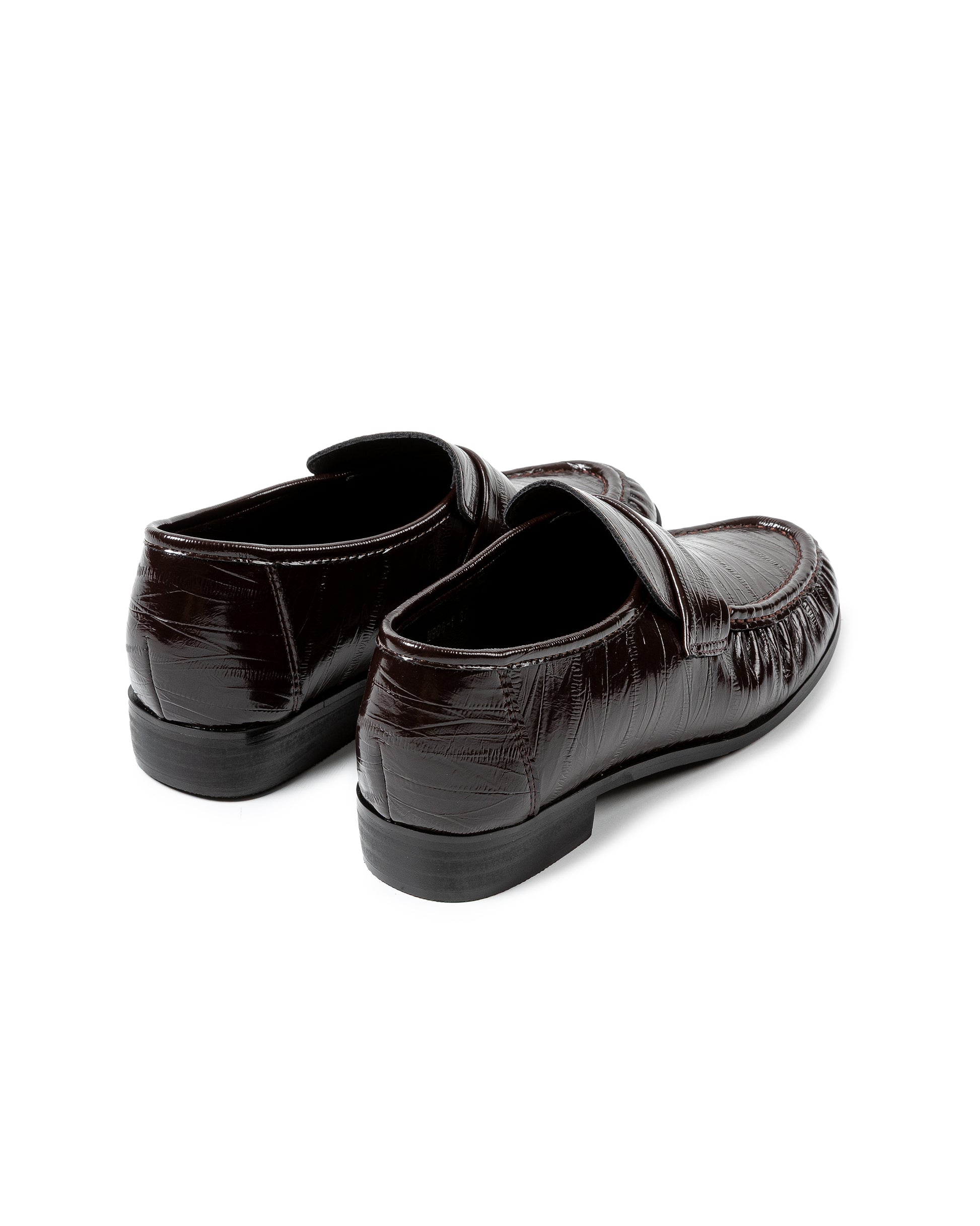 Glossy Croc-Embossed Leather Loafers