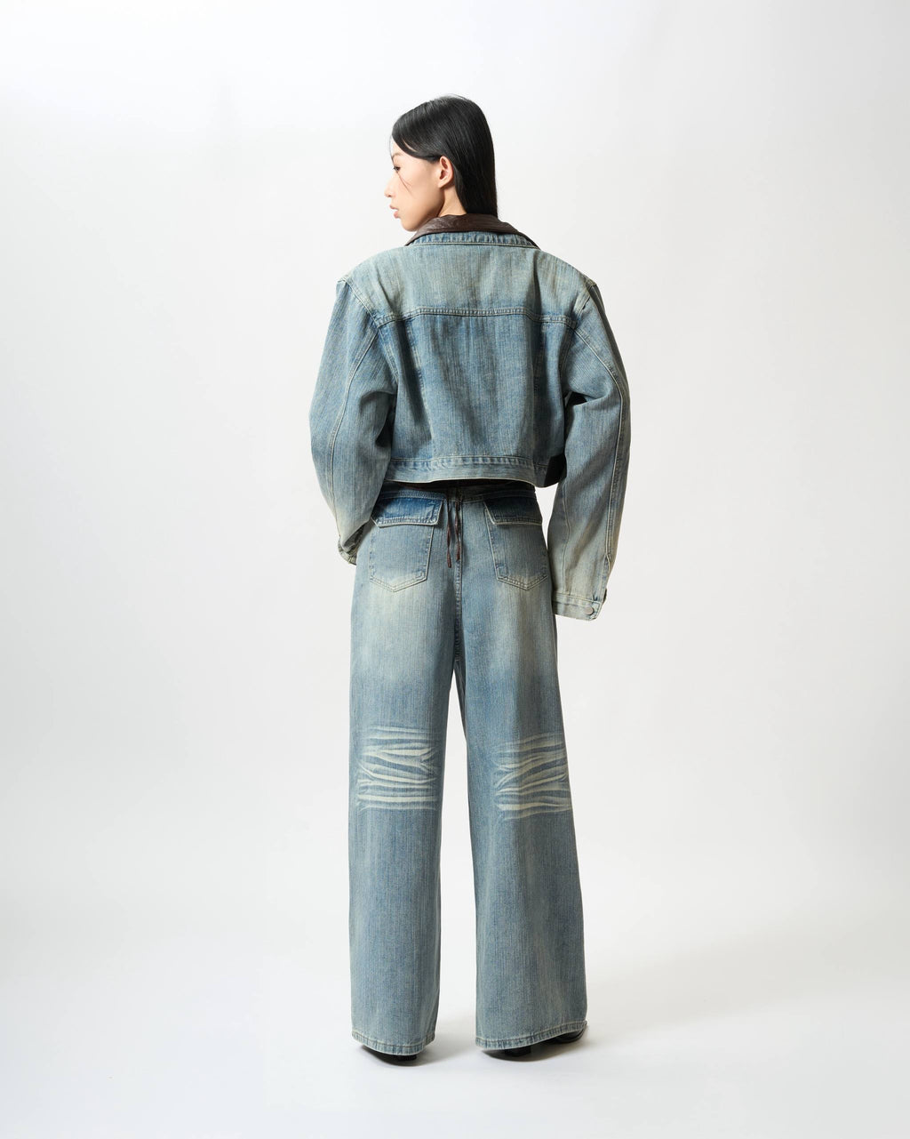 Washed Denim Suit Set