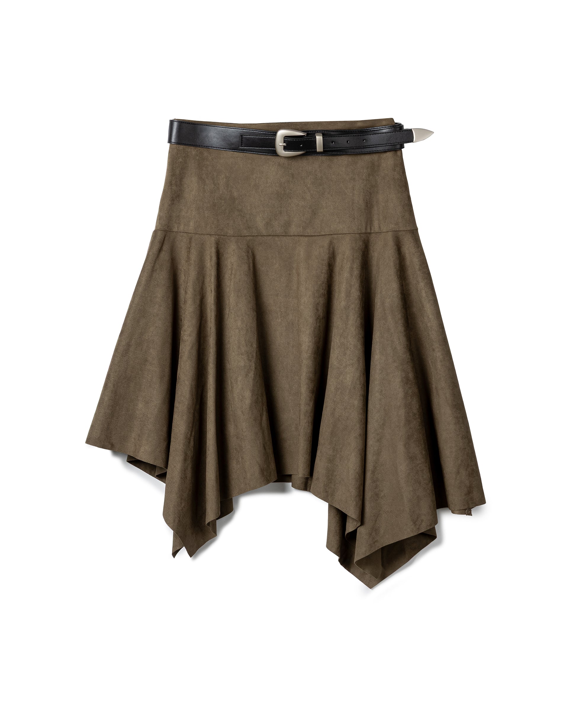 Modern Asymmetric Suede-Effect Midi Skirt