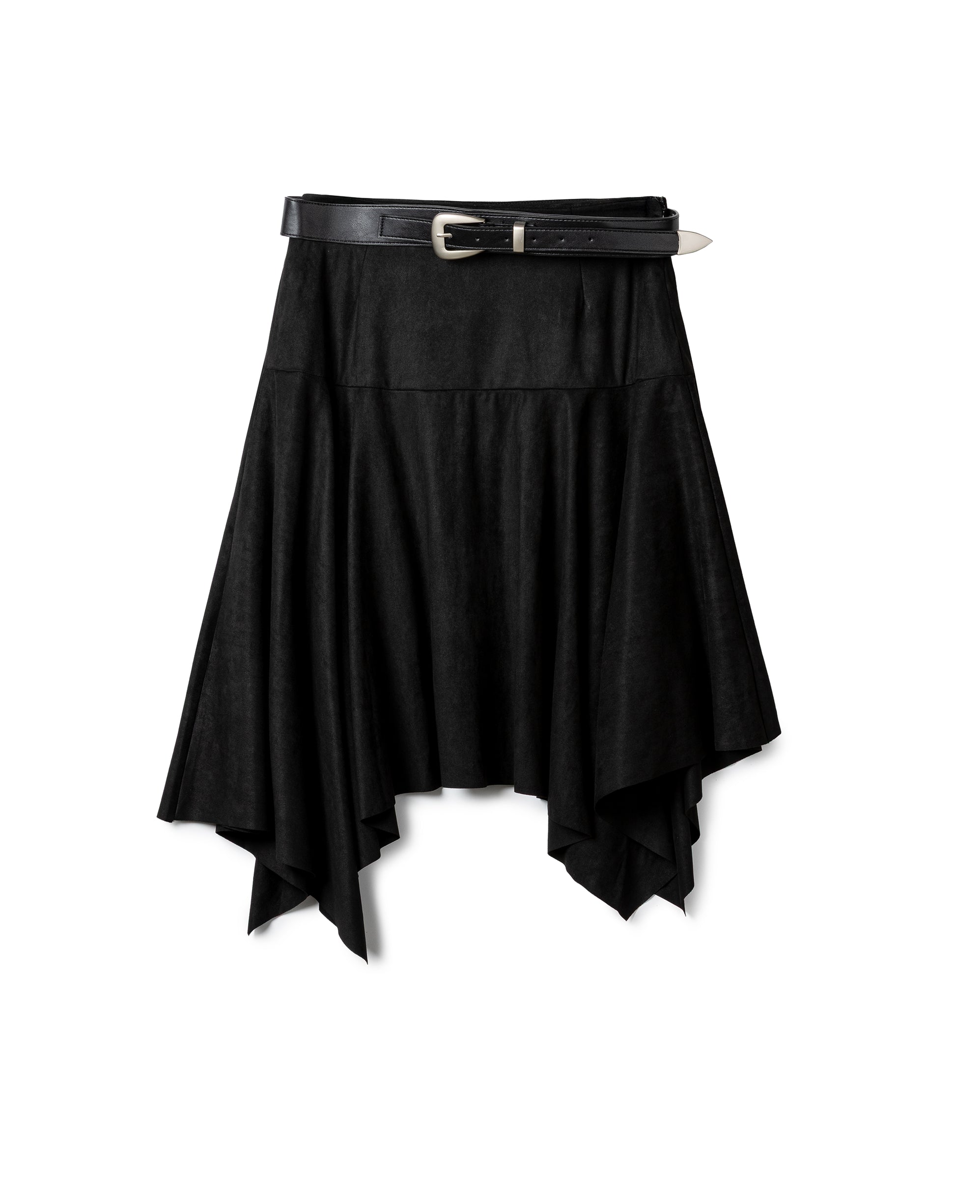 Modern Asymmetric Suede-Effect Midi Skirt