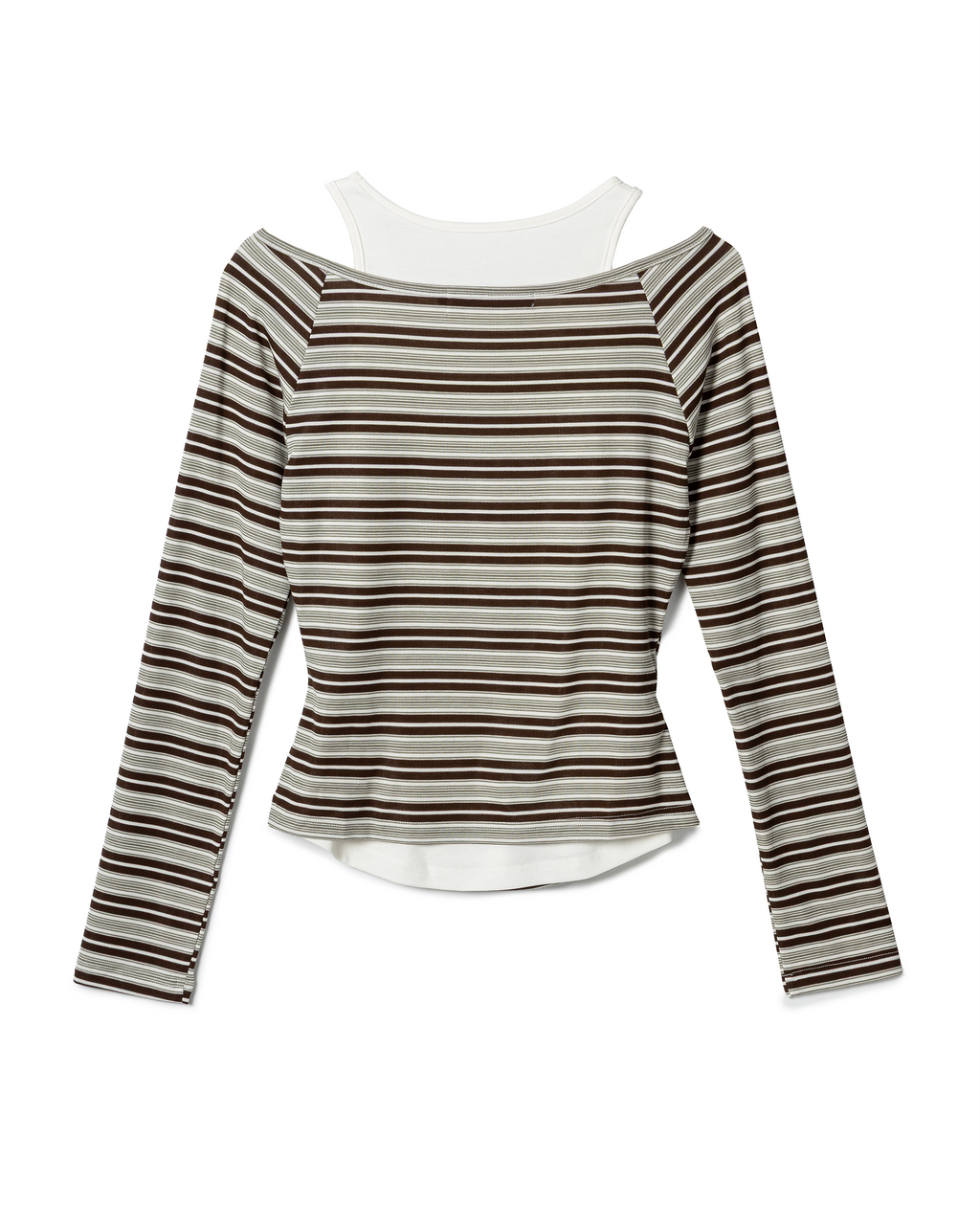 Modern Double-Layer Striped Ribbed Top