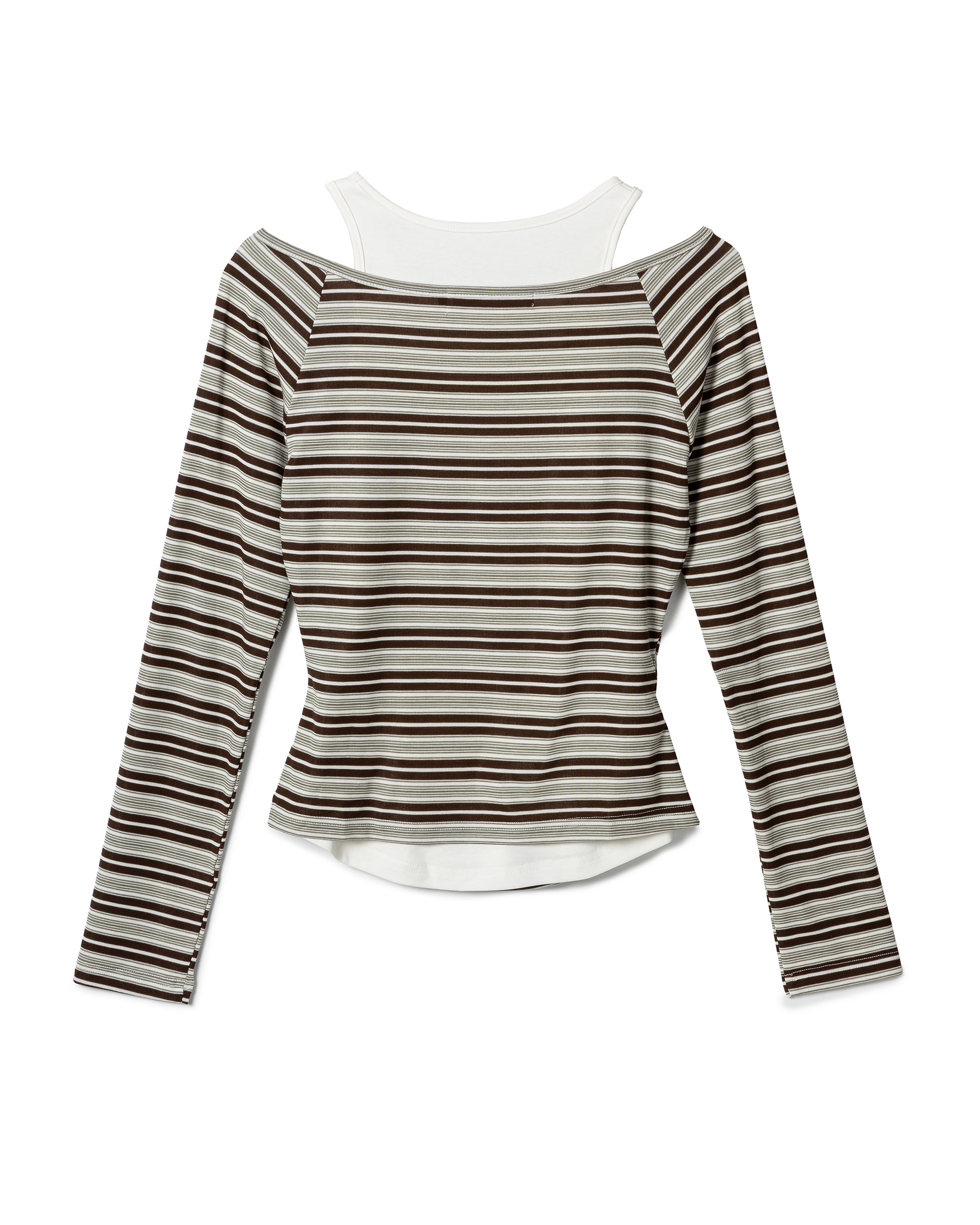 Modern Double-Layer Striped Ribbed Top