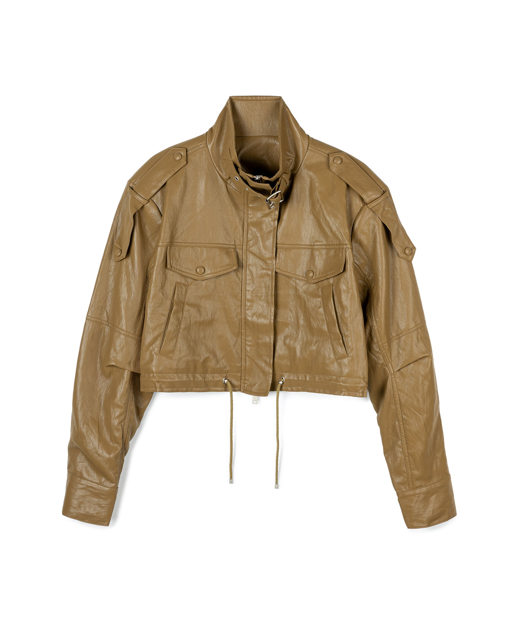 Distressed Faux-Leather Biker Jacket