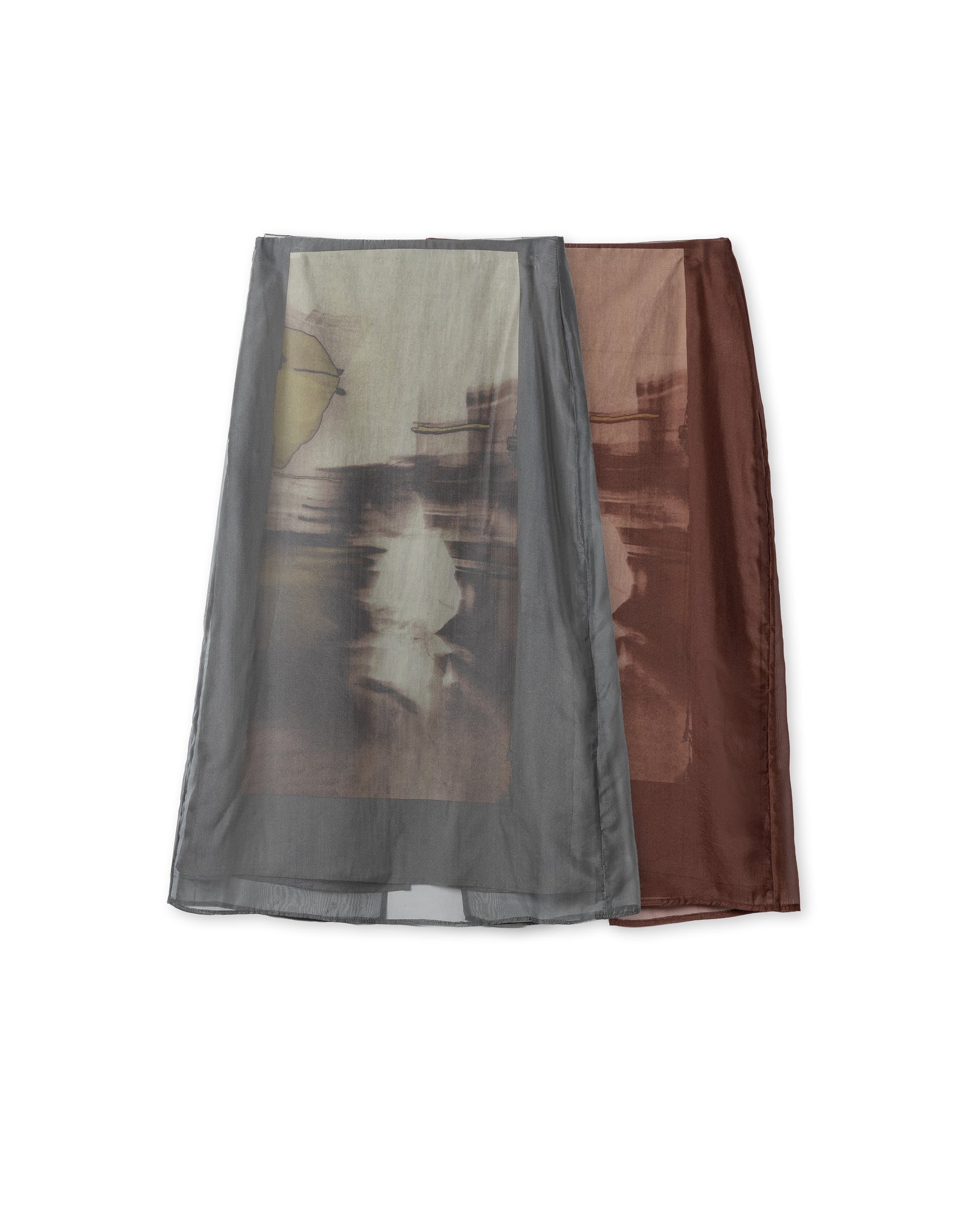 Artistic Printed Sheer Midi Skirt