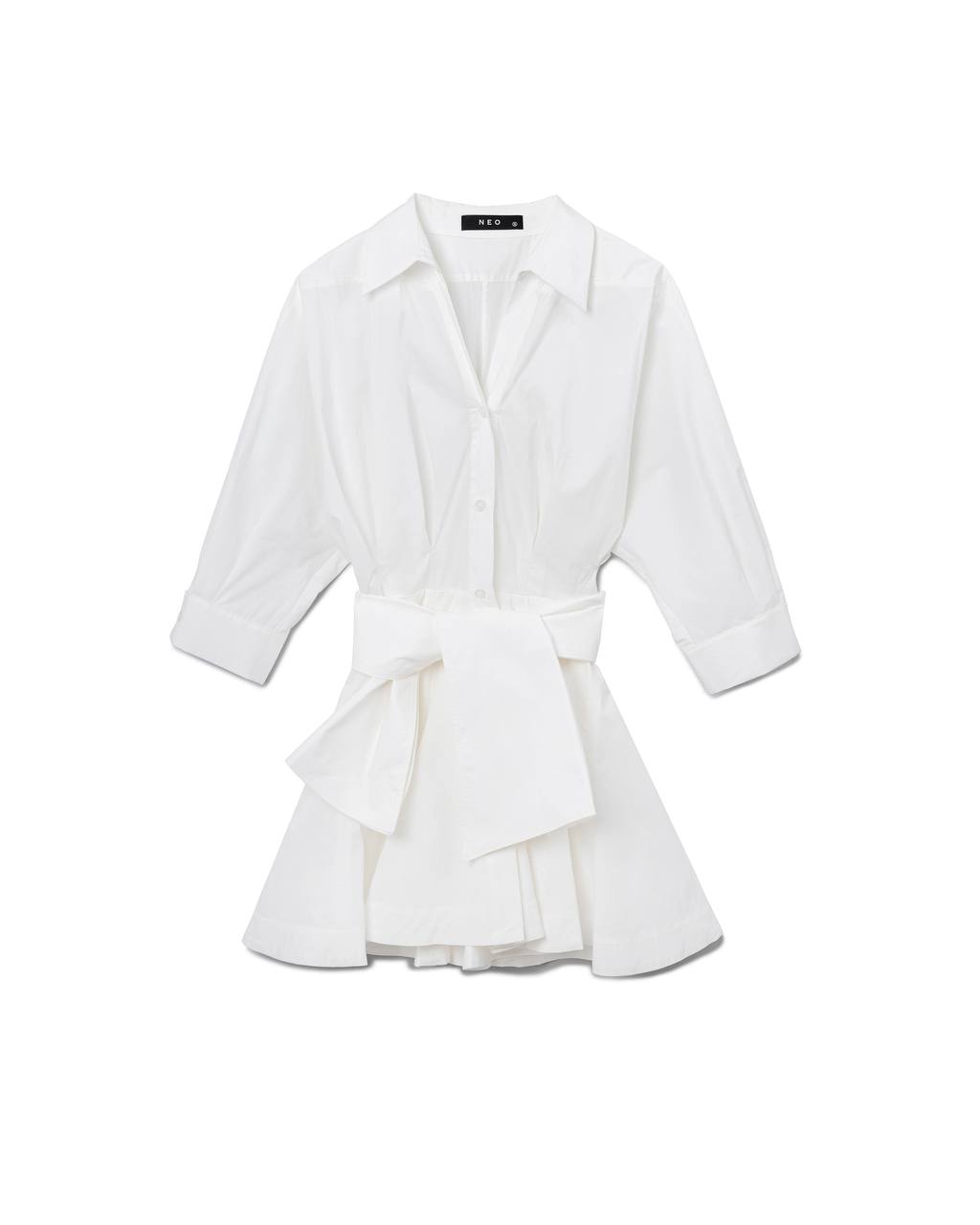 Elegant Bow Shirt Dress