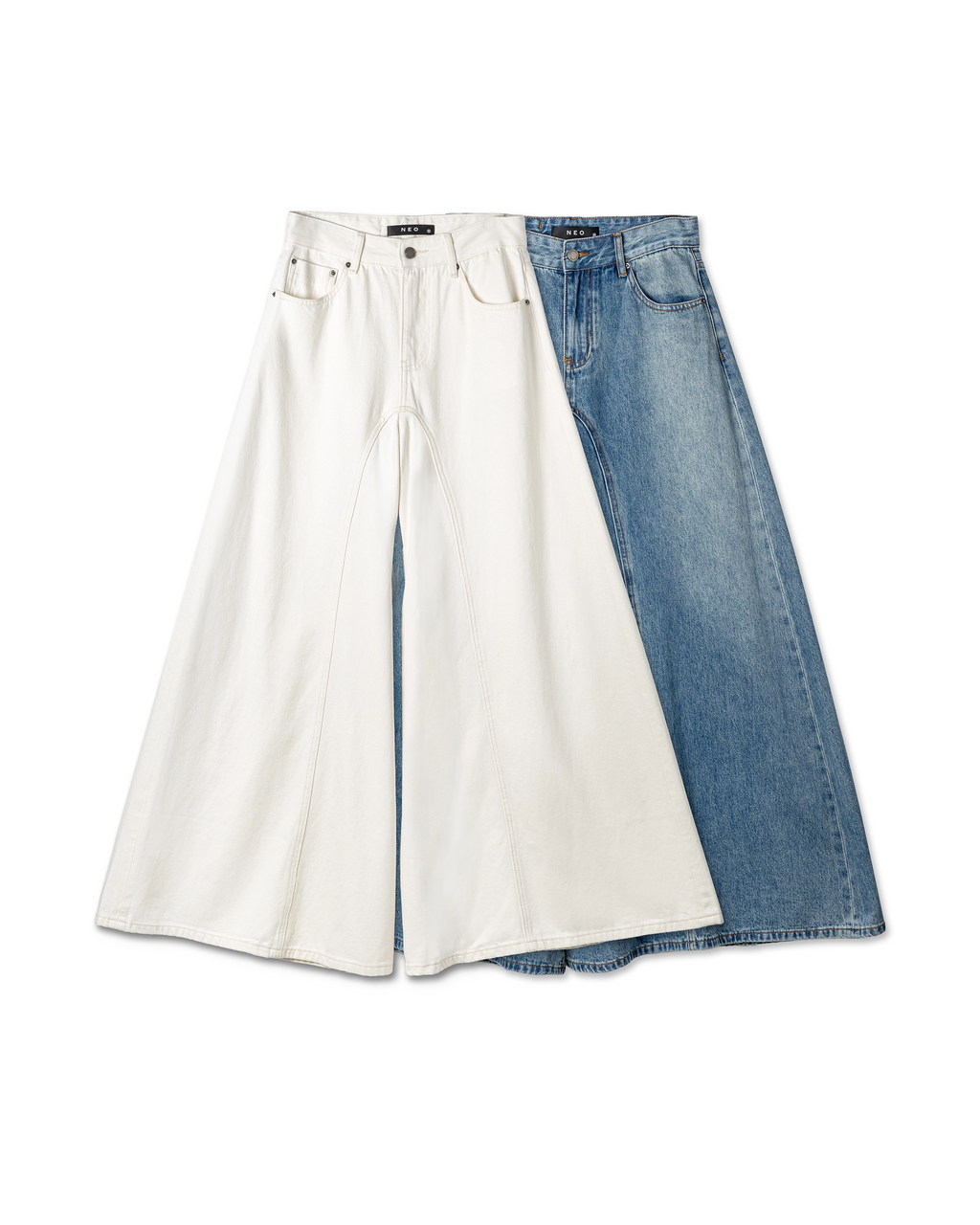 Curved-Seam Flare Denim Jeans