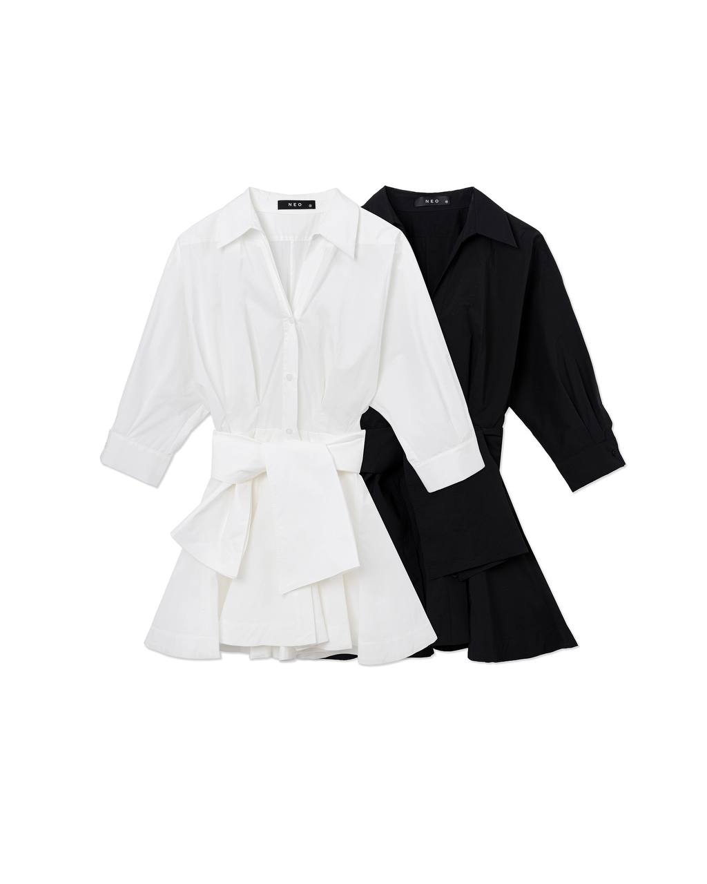 Elegant Bow Shirt Dress