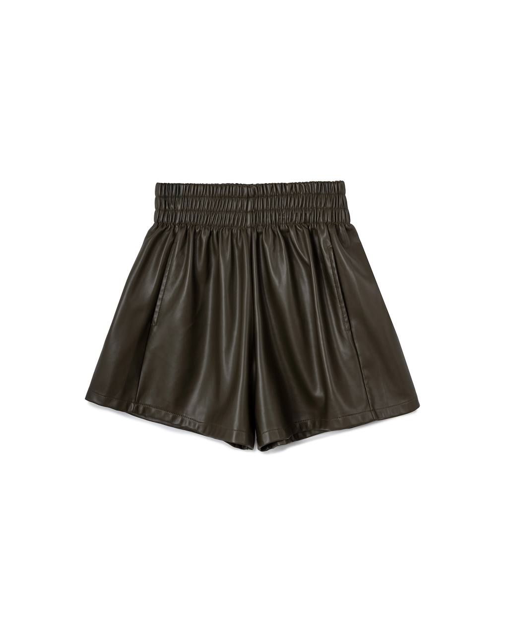 Soft Leather Elastic Waist Shorts