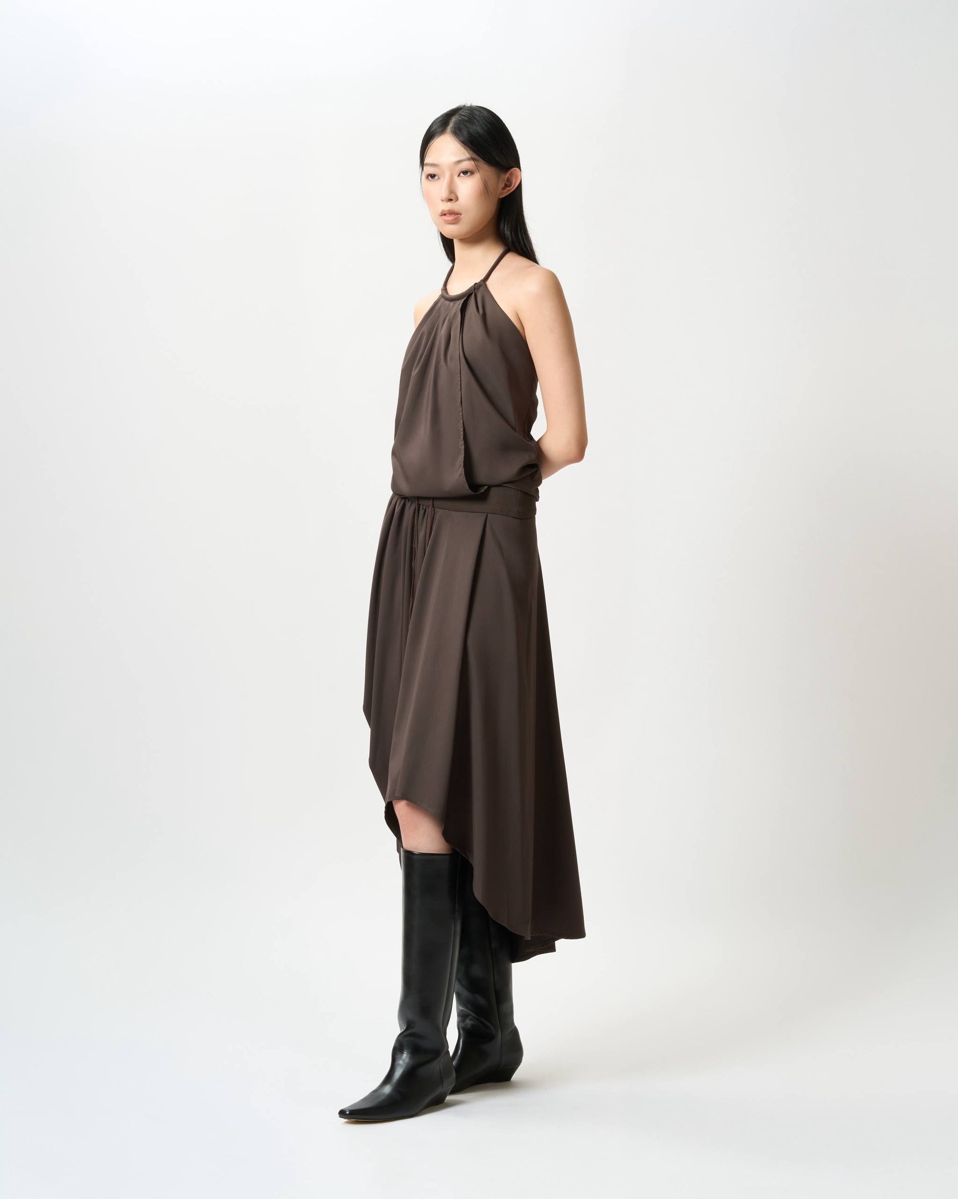 Fluid Drape Ruched Skirt