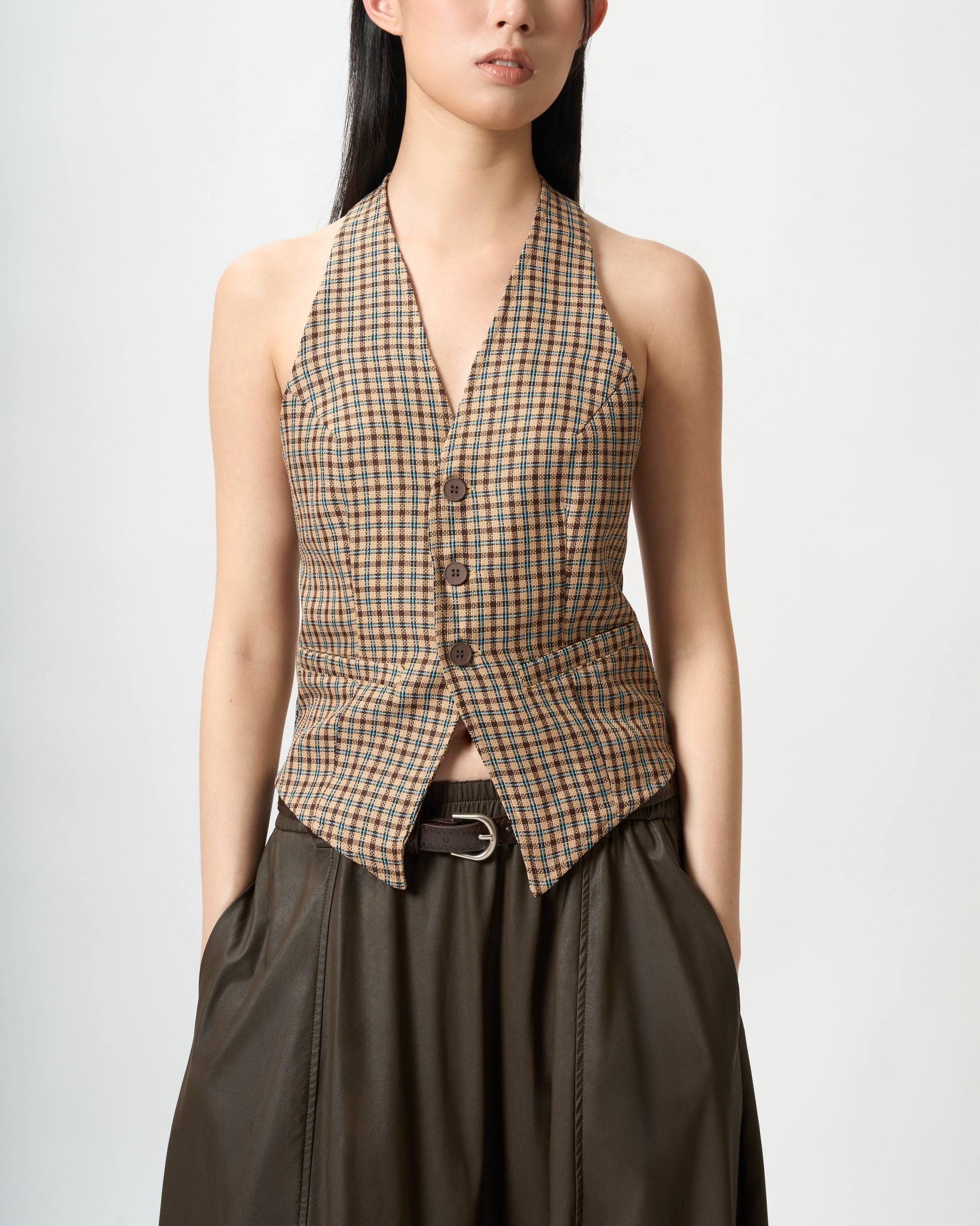 Elegantly Gathered Coated Maxi Skirt