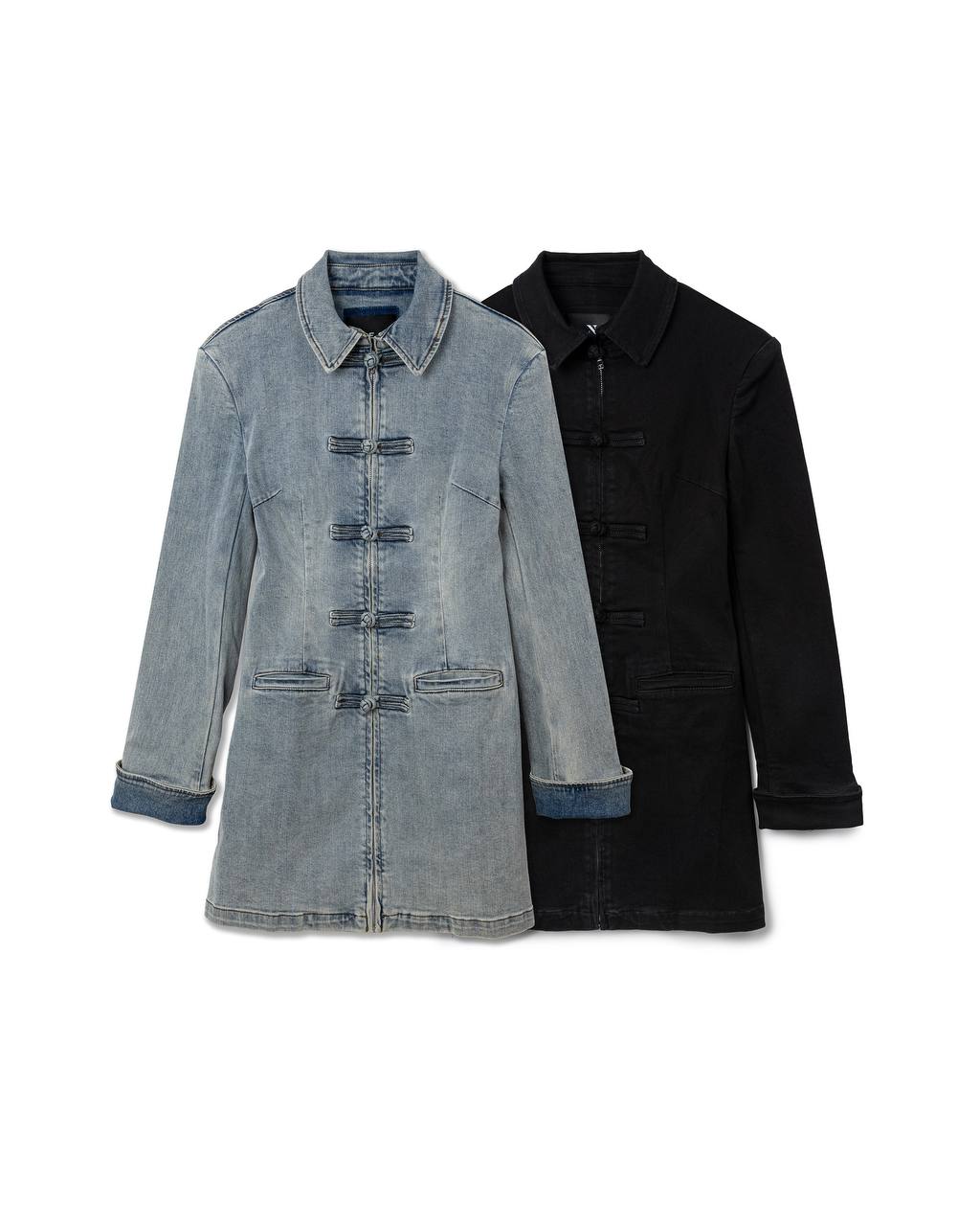 Denim Mandarin Frog Jacket