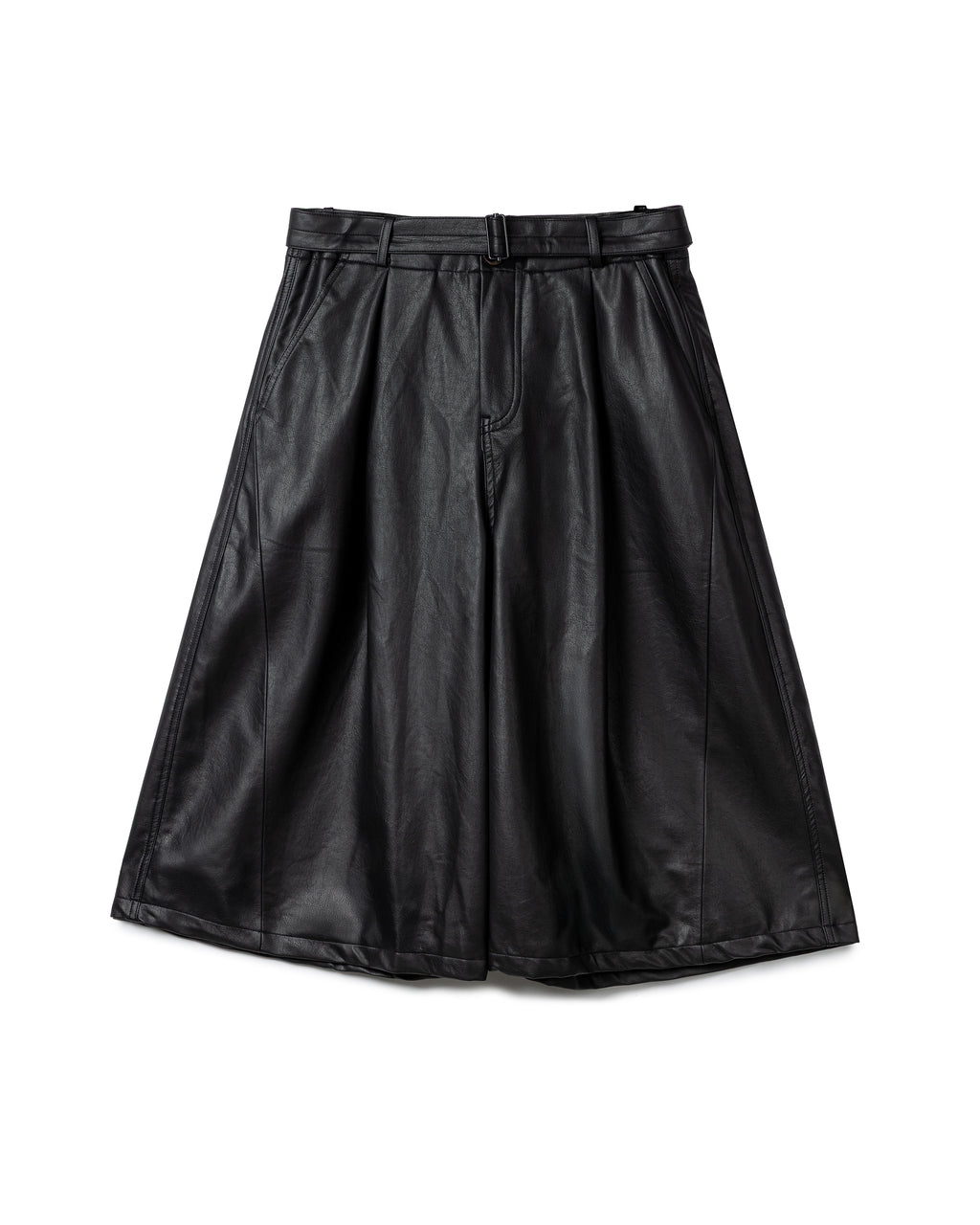 Sophisticated Ruched Faux-Leather Culottes