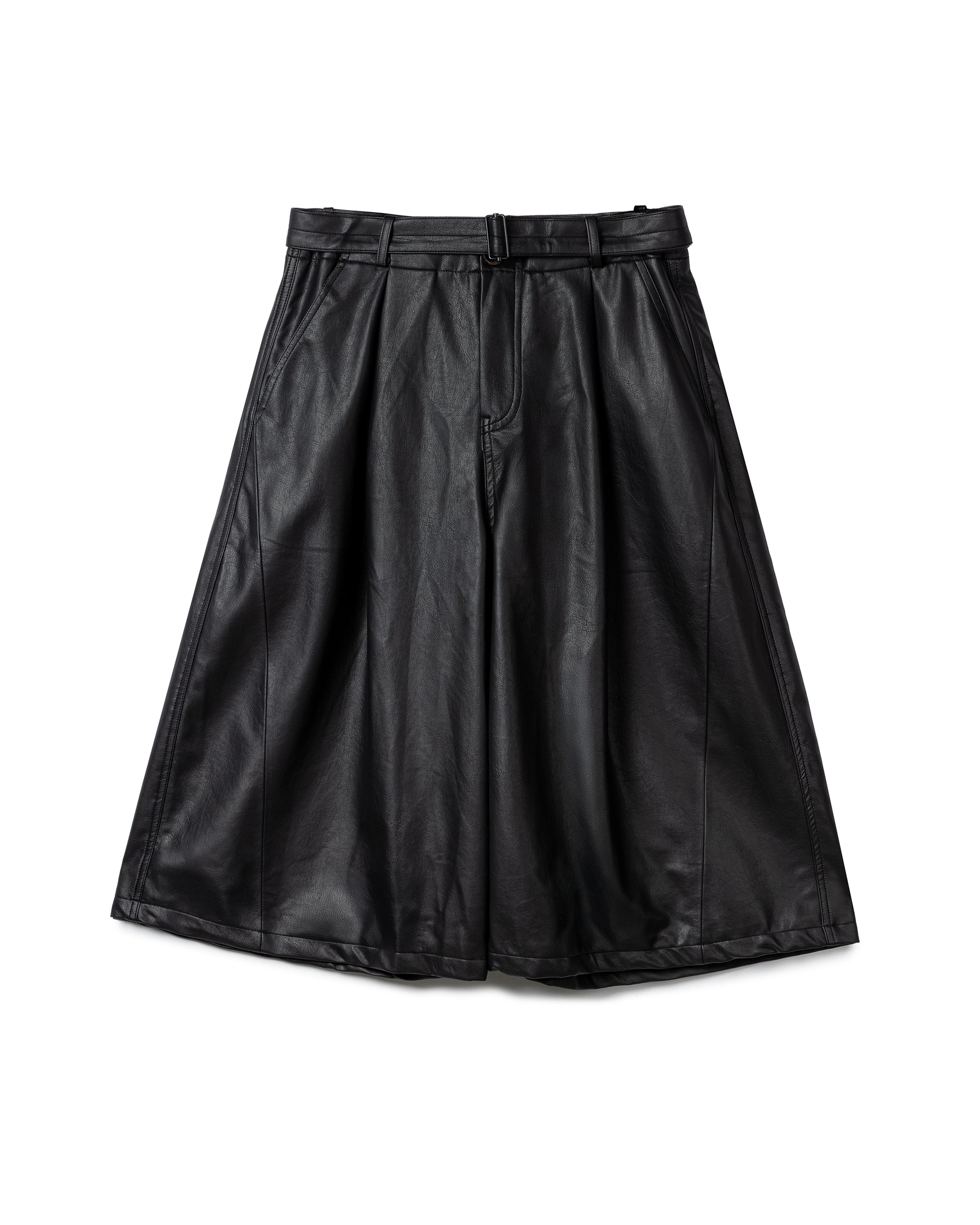 Sophisticated Ruched Faux-Leather Culottes