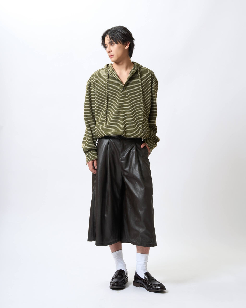 Textured Micro-Stripe Hoodie