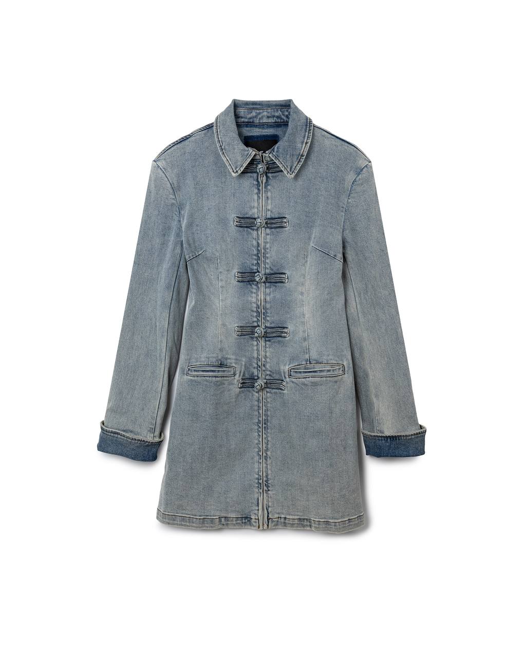 Denim Mandarin Frog Jacket