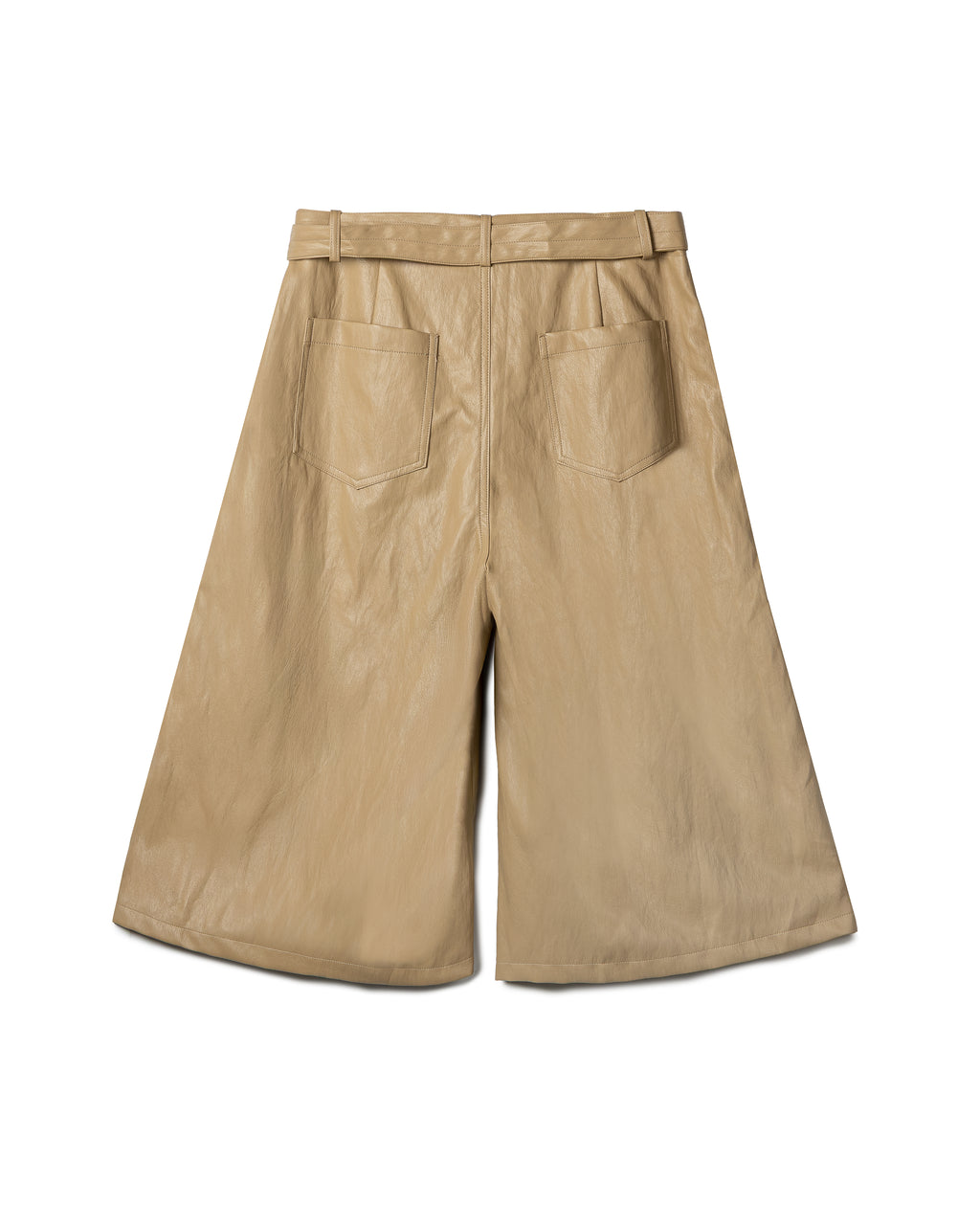 Sophisticated Ruched Faux-Leather Culottes