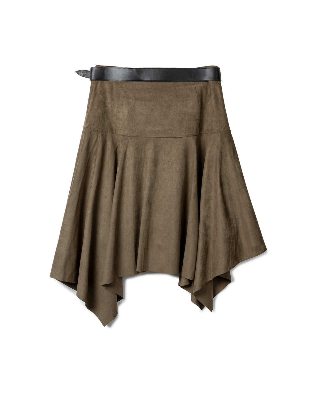 Modern Asymmetric Suede-Effect Midi Skirt