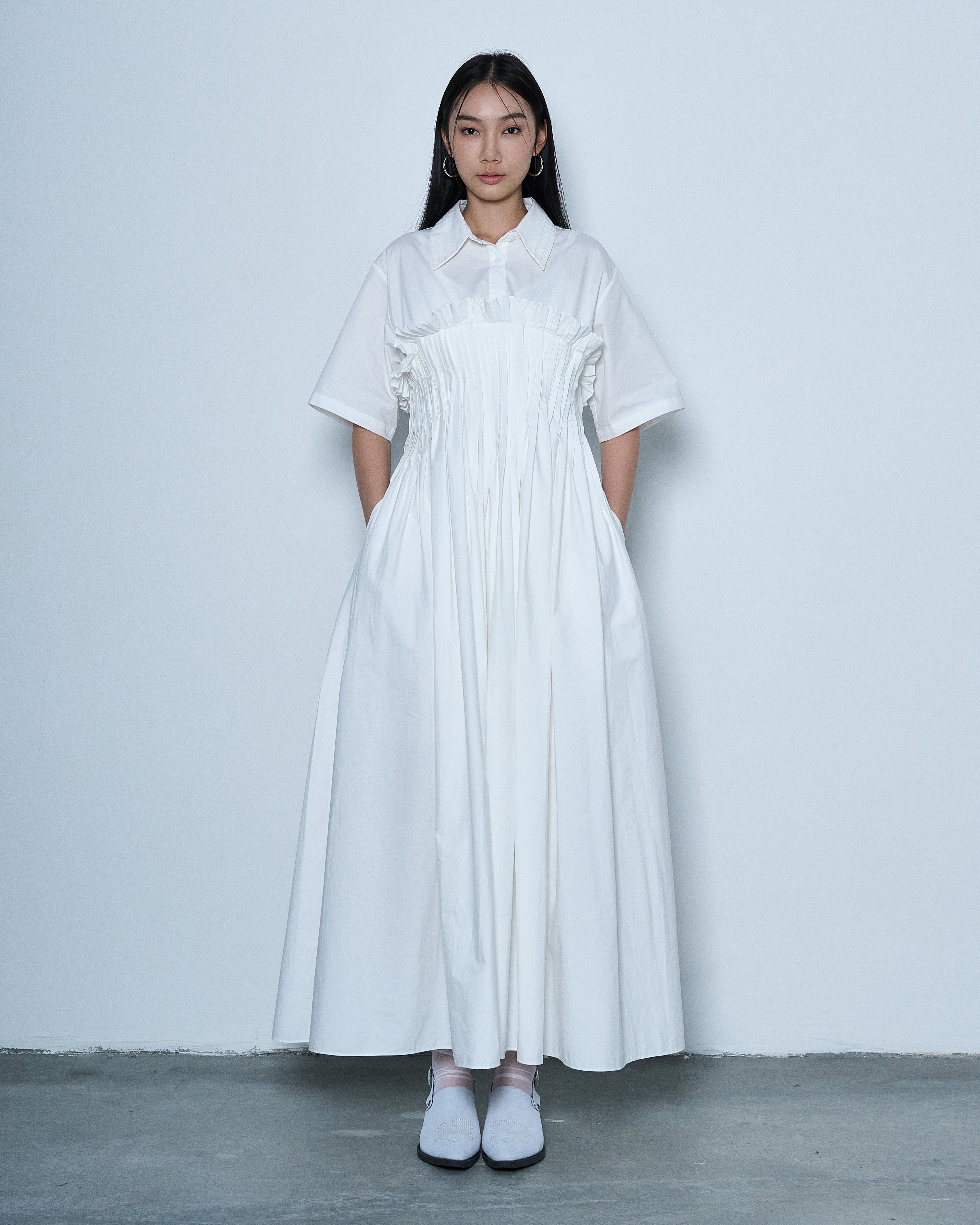 Pleated Shirt Dress