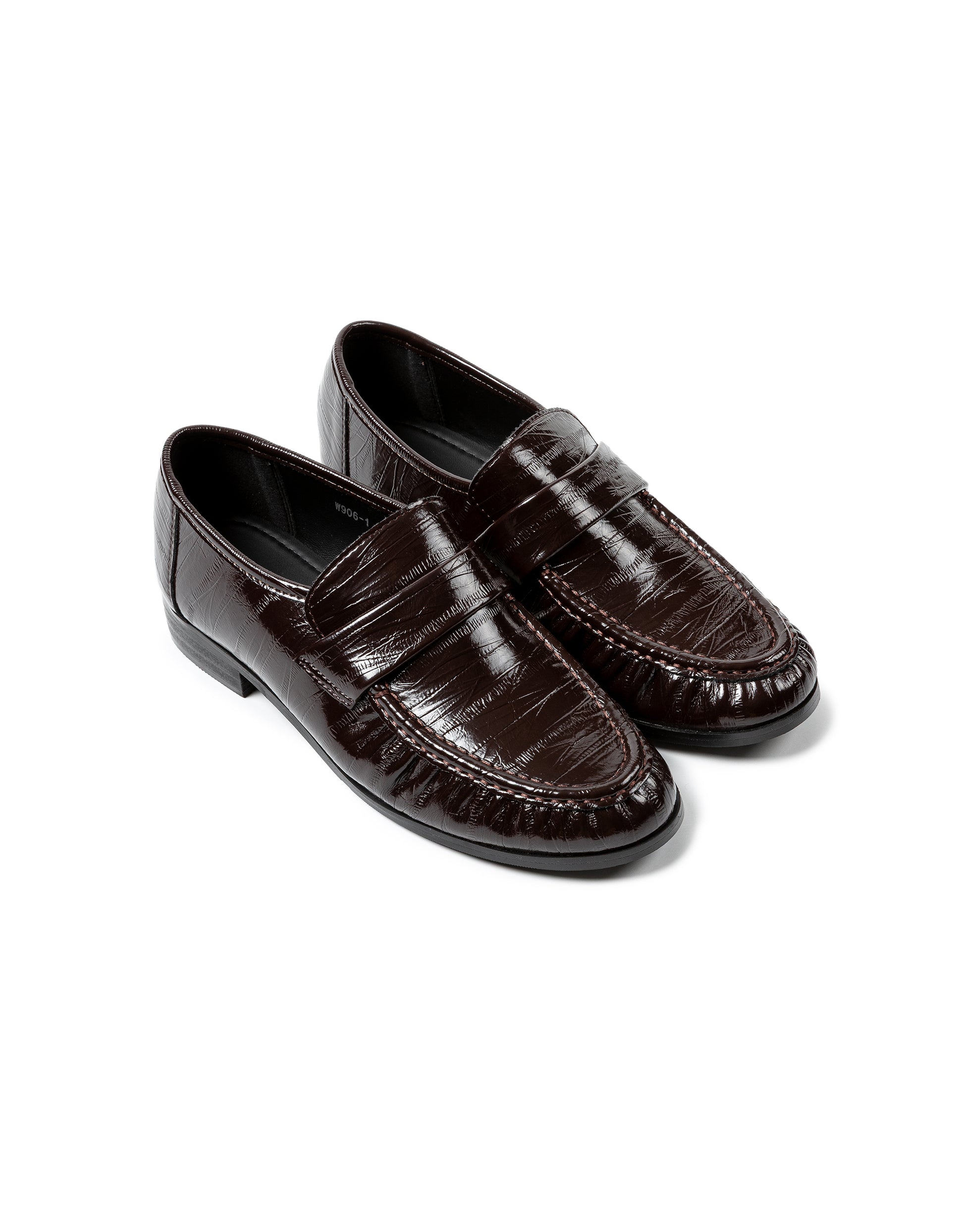 Glossy Croc-Embossed Leather Loafers