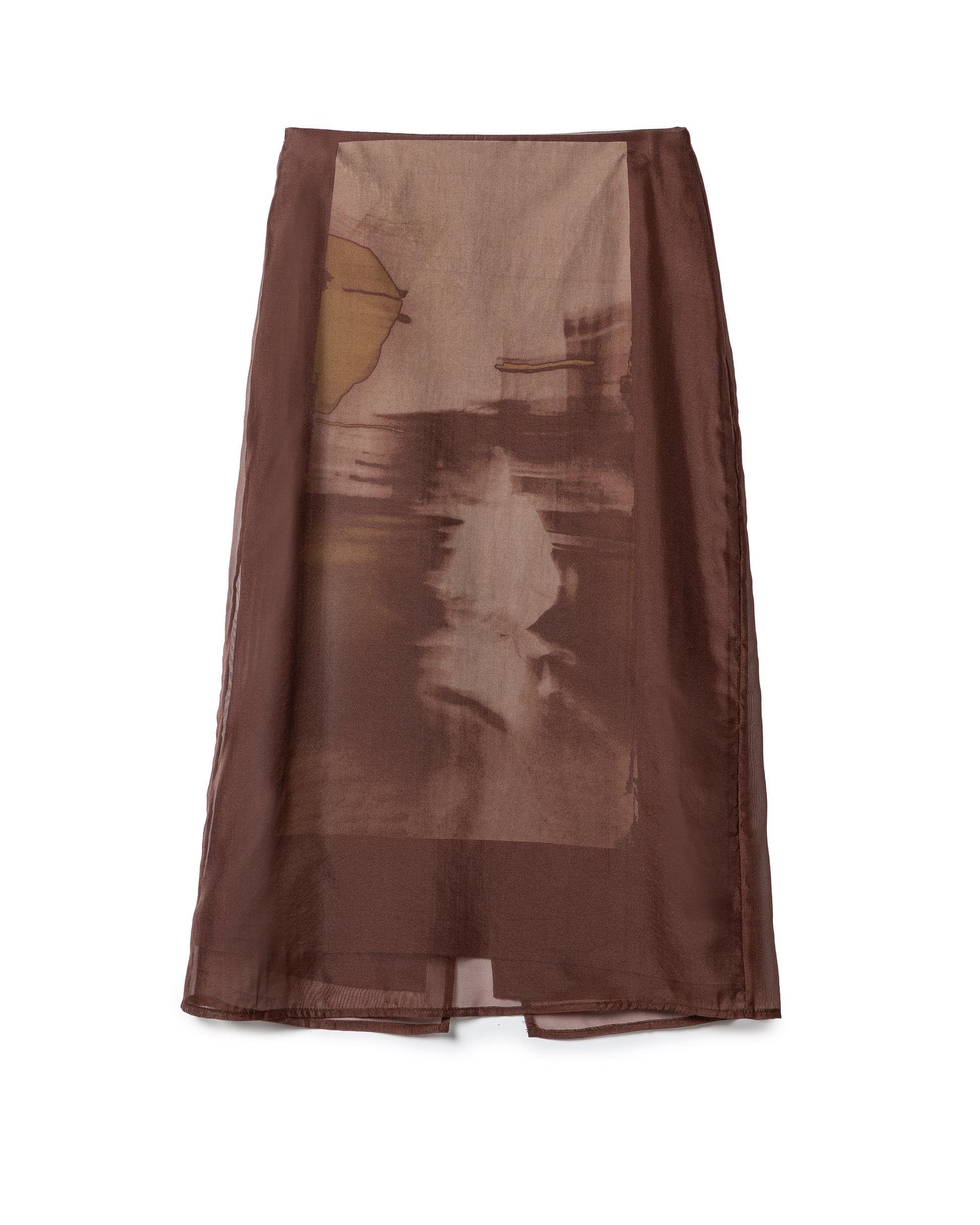 Artistic Printed Sheer Midi Skirt