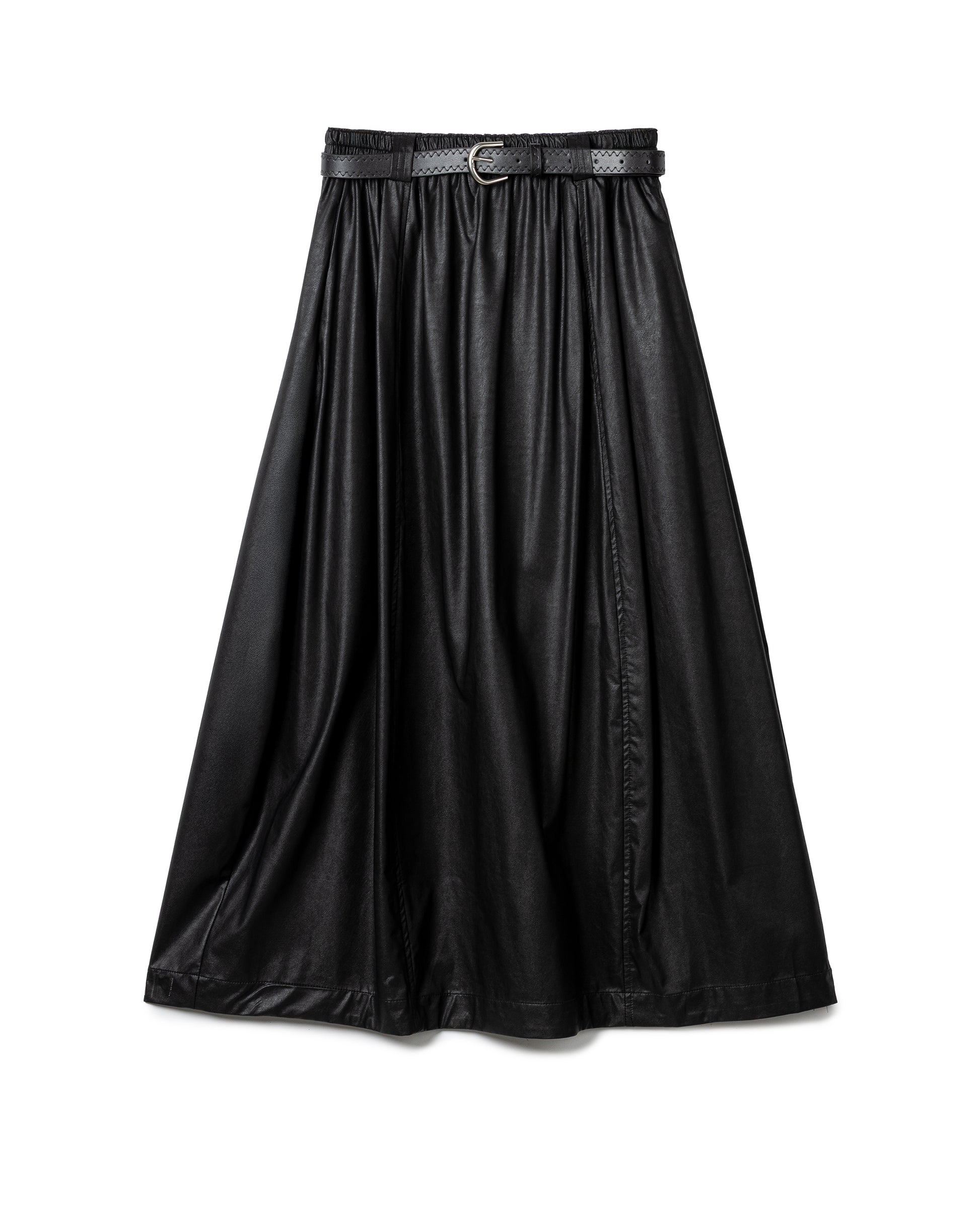 Elegantly Gathered Coated Maxi Skirt