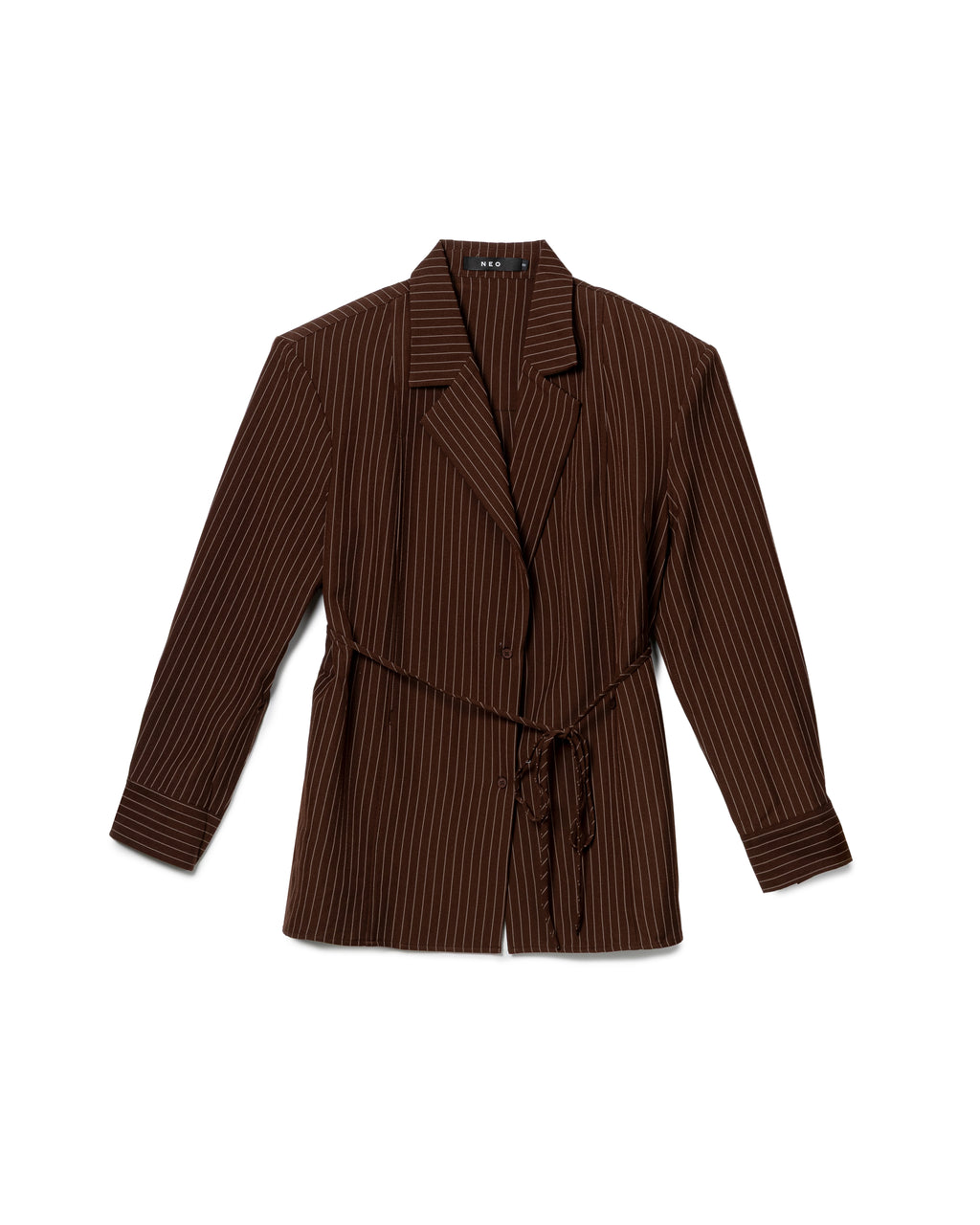 Tailored Pinstripe Tie-Front Blazer