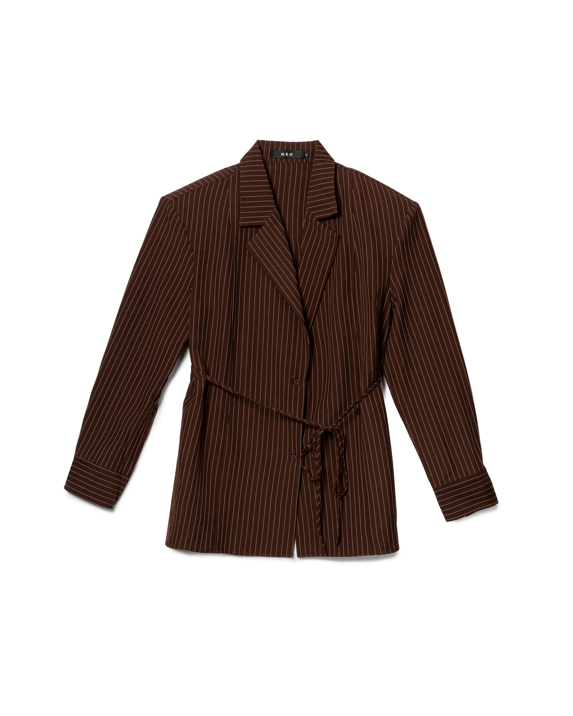 Tailored Pinstripe Tie-Front Blazer