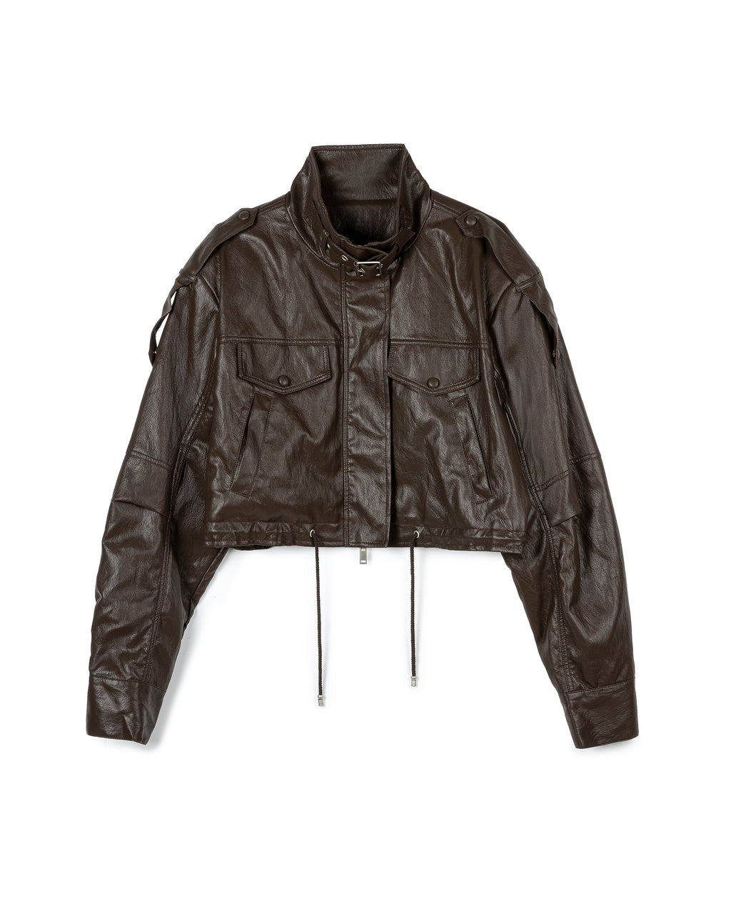 Distressed Faux-Leather Biker Jacket